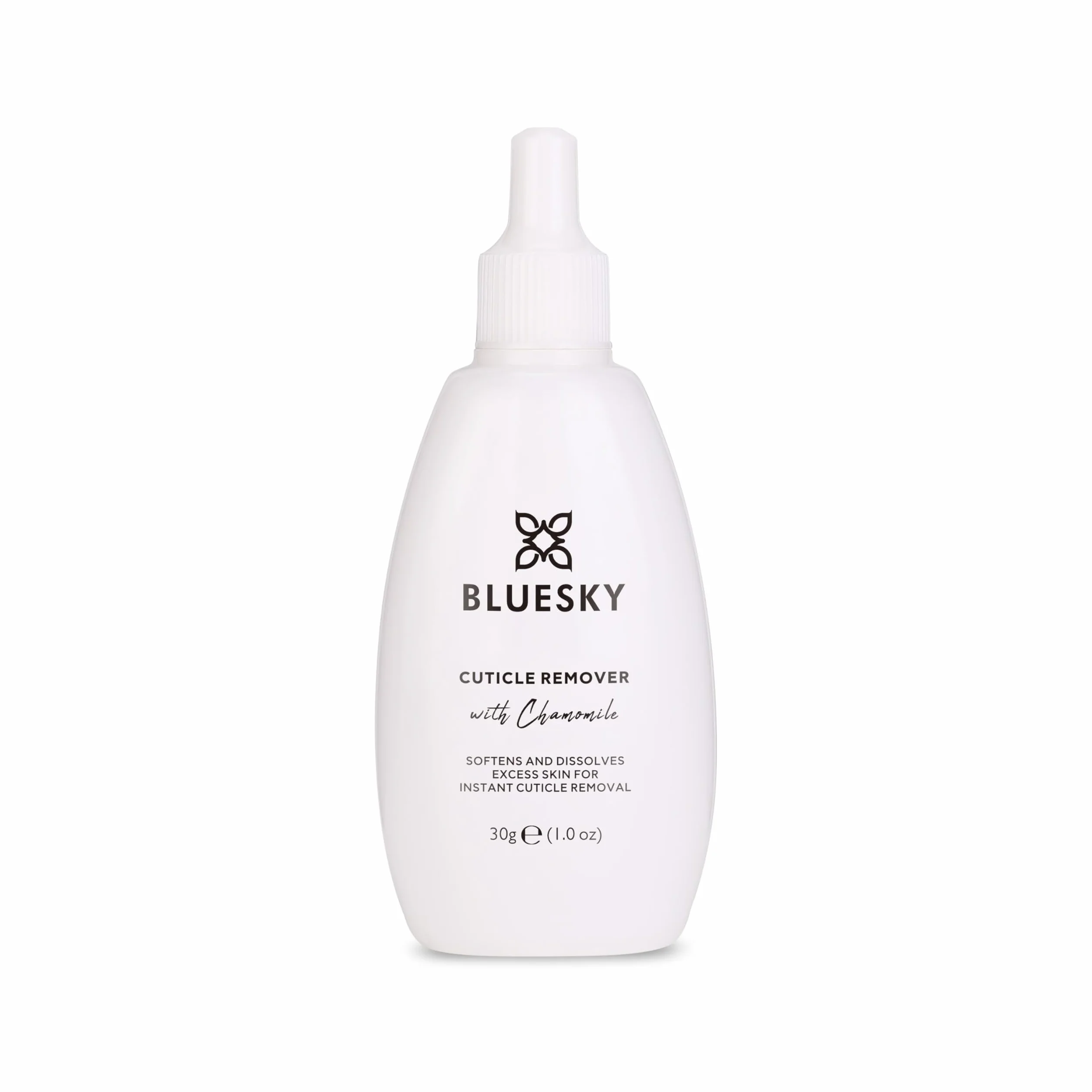 Bluesky Solvente per Cuticole 30g, Acido Ialuronico e Camomilla, Ammorbidente Pelle Morta ad Azione Rapida 15 Secondi per Preparazione Manicure Gel e Acrilico