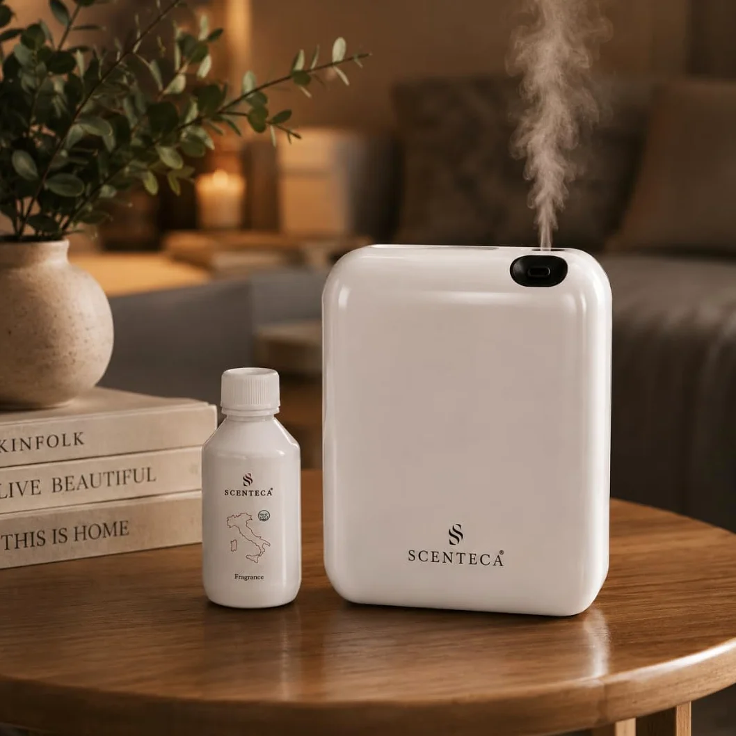 SCENTECA Diffusore elettrico di oli essenziali AD-P1, fragranza Summer Scent 100 ml Inclusa, nebulizzazione senza acqua, programmabile via app, copertura fino a 50 m²