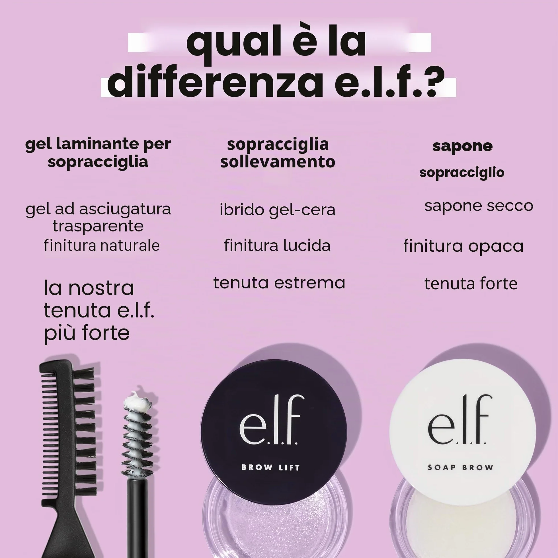 e.l.f. Brow Laminating Gel, gel per sopracciglia ad asciugatura invisibile, fissaggio forte resistente all’acqua, effetto laminato, vegano