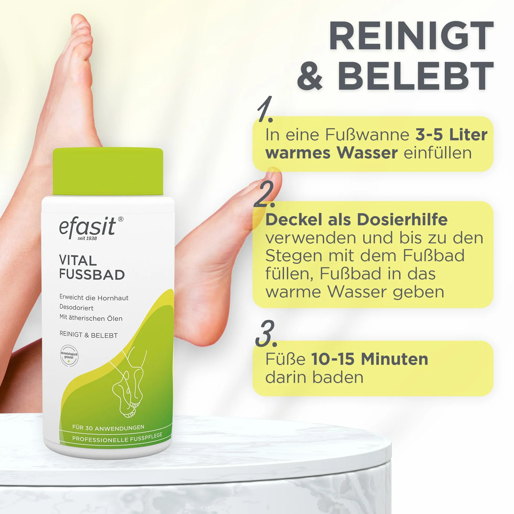 efasit Vital pediluvio 400 g – Additivo basico per calli per piedi profumati, curati e rilassati, ammorbidendo i calli, fino a 30 usi