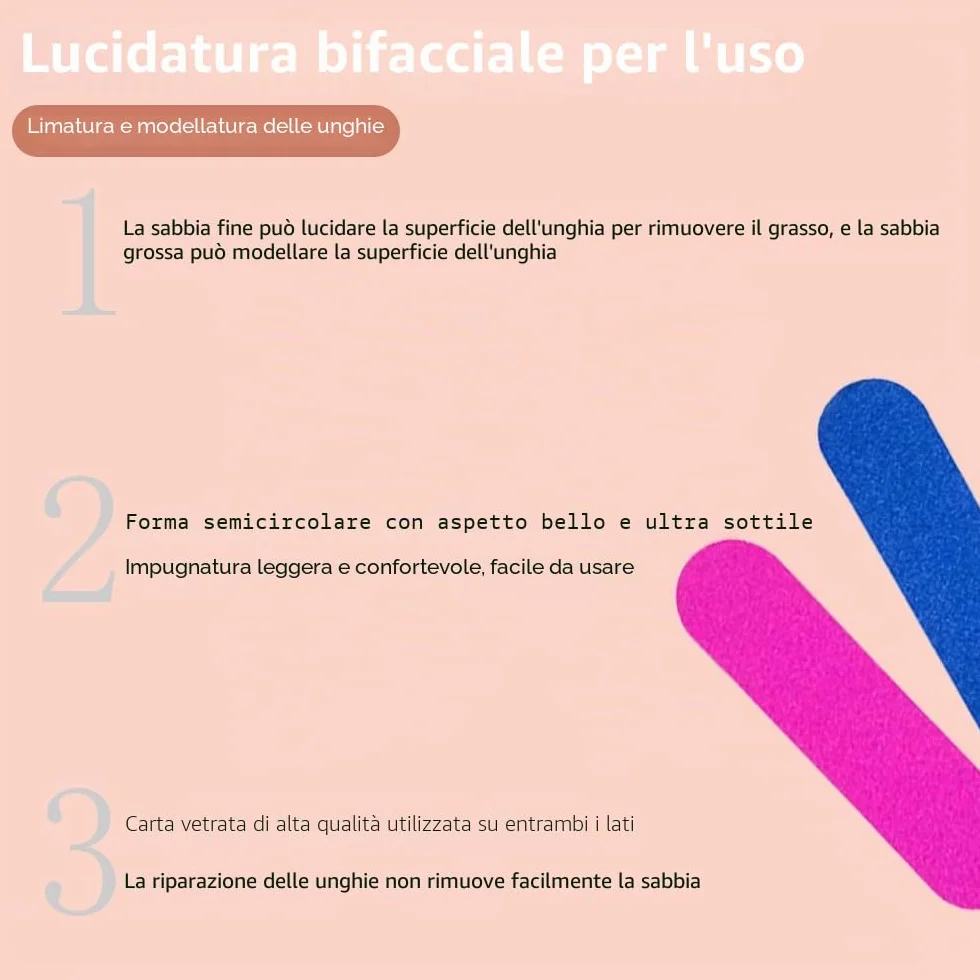 Lime per Unghie, 10 Pezzi Mini Lime per Unghie Professional Double Face, Strumenti di Manicure, per Uso Domestico e Salone