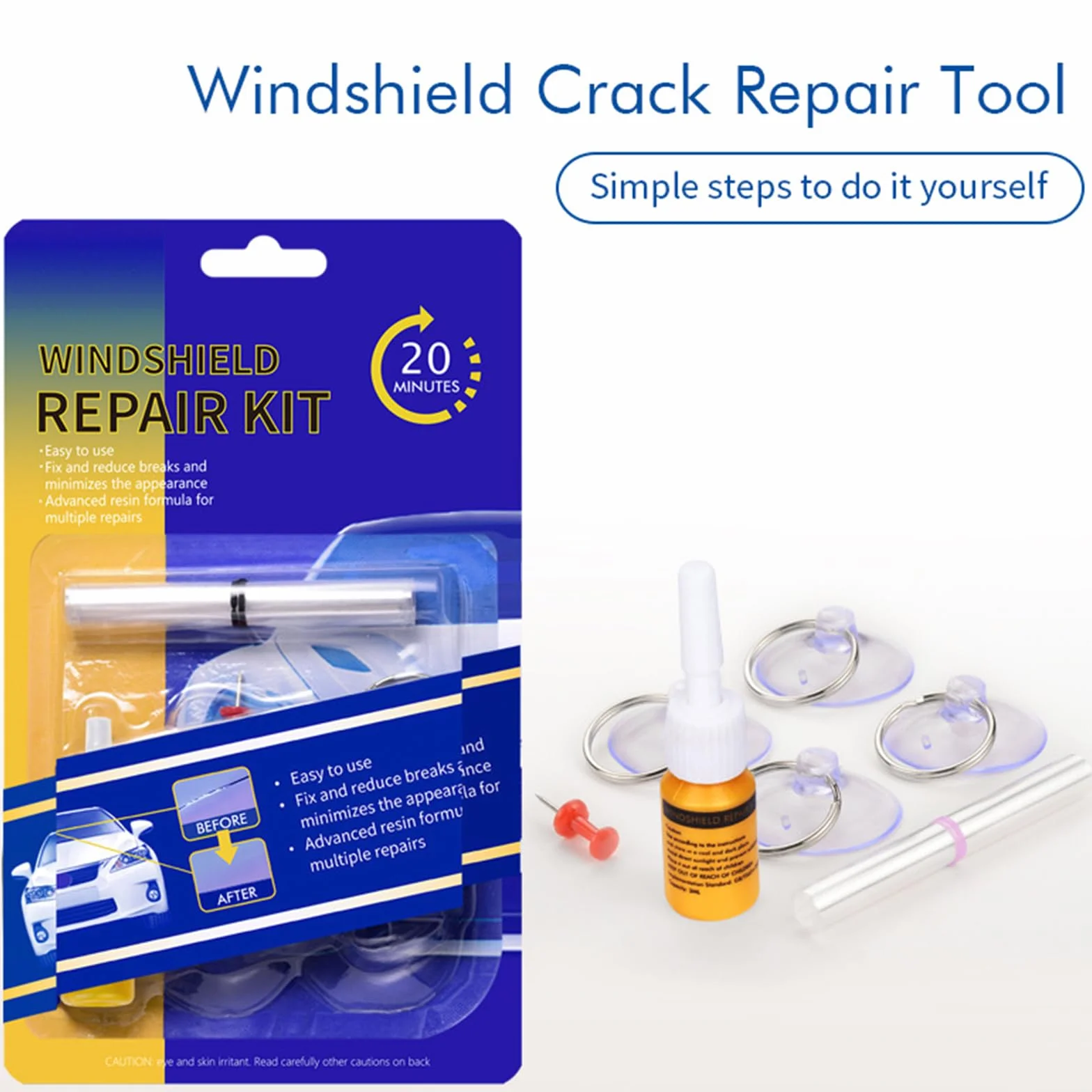 Kit Riparazione Parabrezza Auto, Ripara Vetro, Crepe Vetro