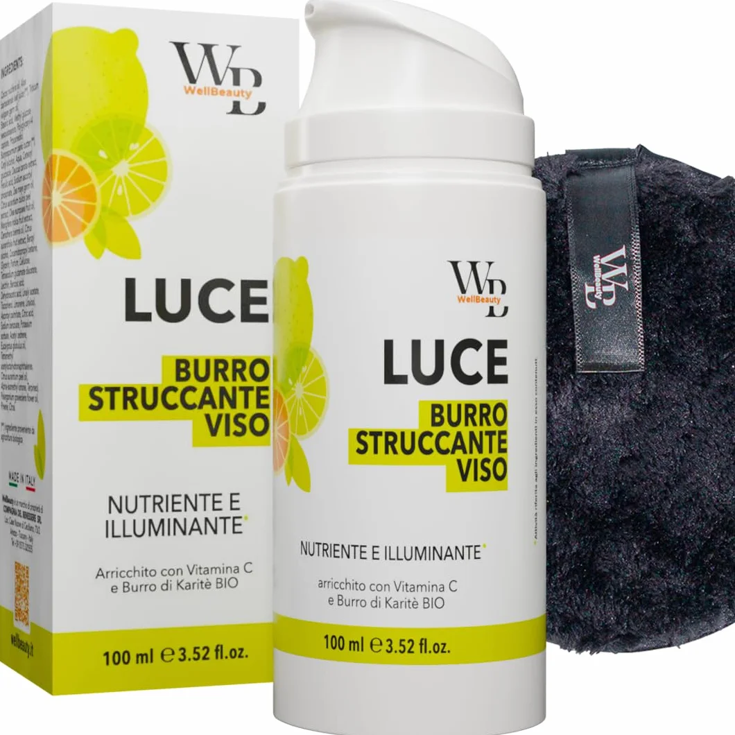 WELLBEAUTY Burro Struccante 100ml, Detergente Viso e Occhi, Airless, Cleansing Balm, Olio Di Cocco, Pelli Sensibili