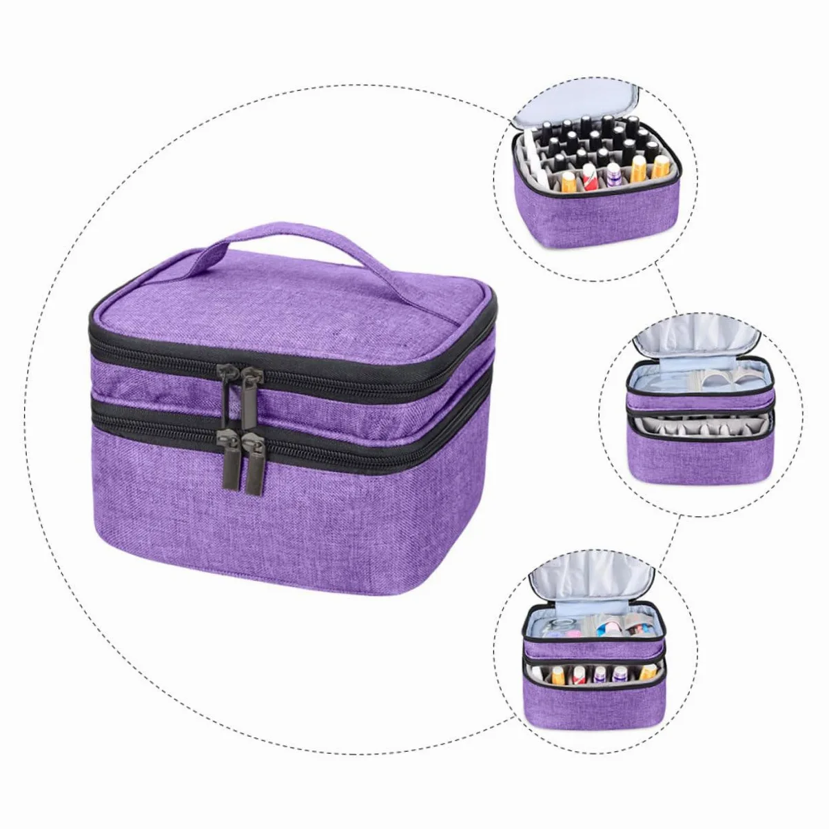 Ipetboom Custodia per Oli Essenziali Doppio Borsa Organizer Portatile per Smalto per Unghie Include Flaconi Materiale Oxford e Resistente