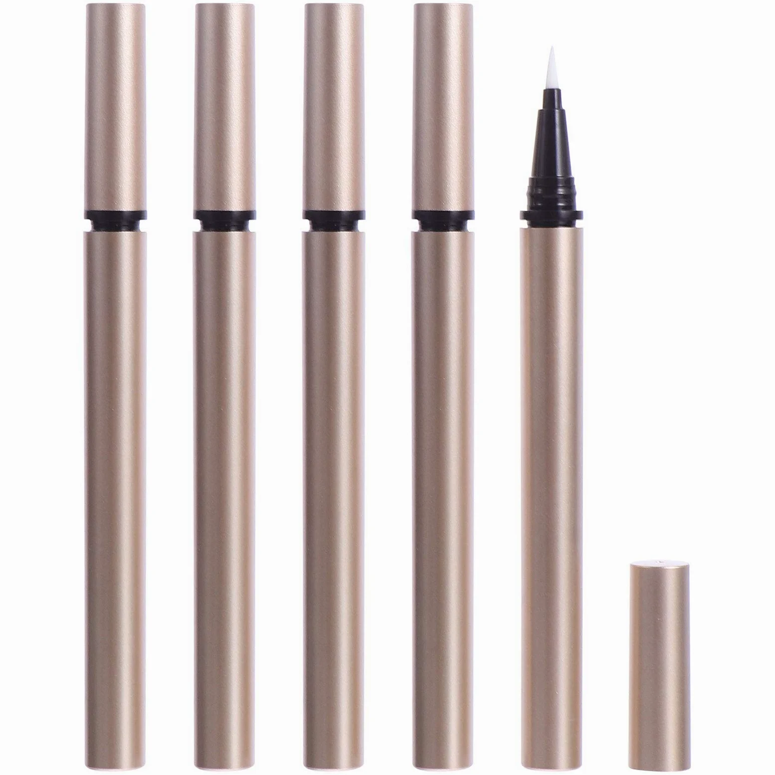 Healeved Set 5 Applicatori Penna Eyeliner Liquida da 1 Ml, Tubetti Vuoti Ricaricabili Coperchio Ermetico, per Trucco Occhi e Uso Professionale in Viaggio e Lavoro