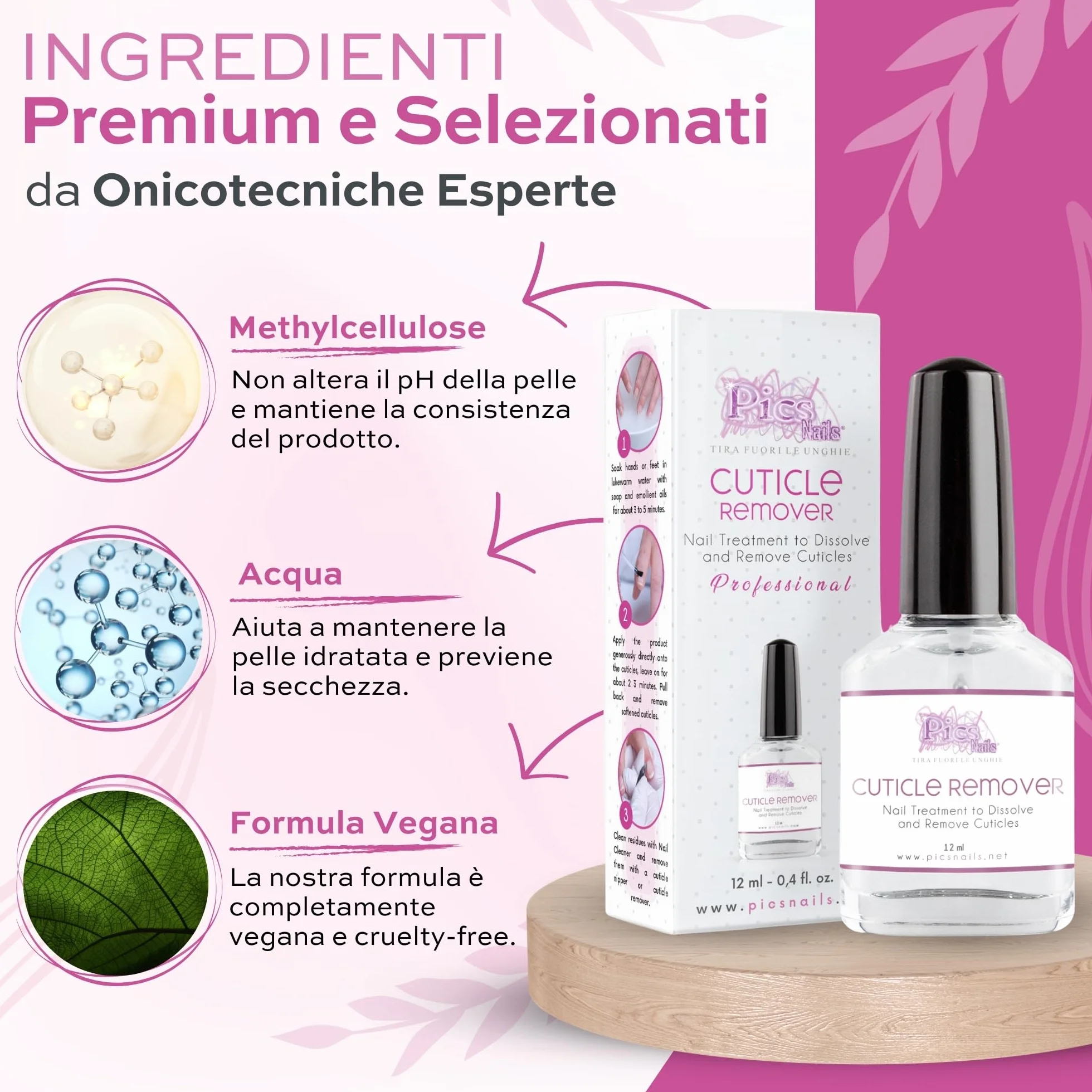 Rimuovi Cuticole Unghie di Mani e Piedi Professionale 12 ml - Scioglie e Rimuove Cuticole Trattamento per Unghie di Mani e Piedi