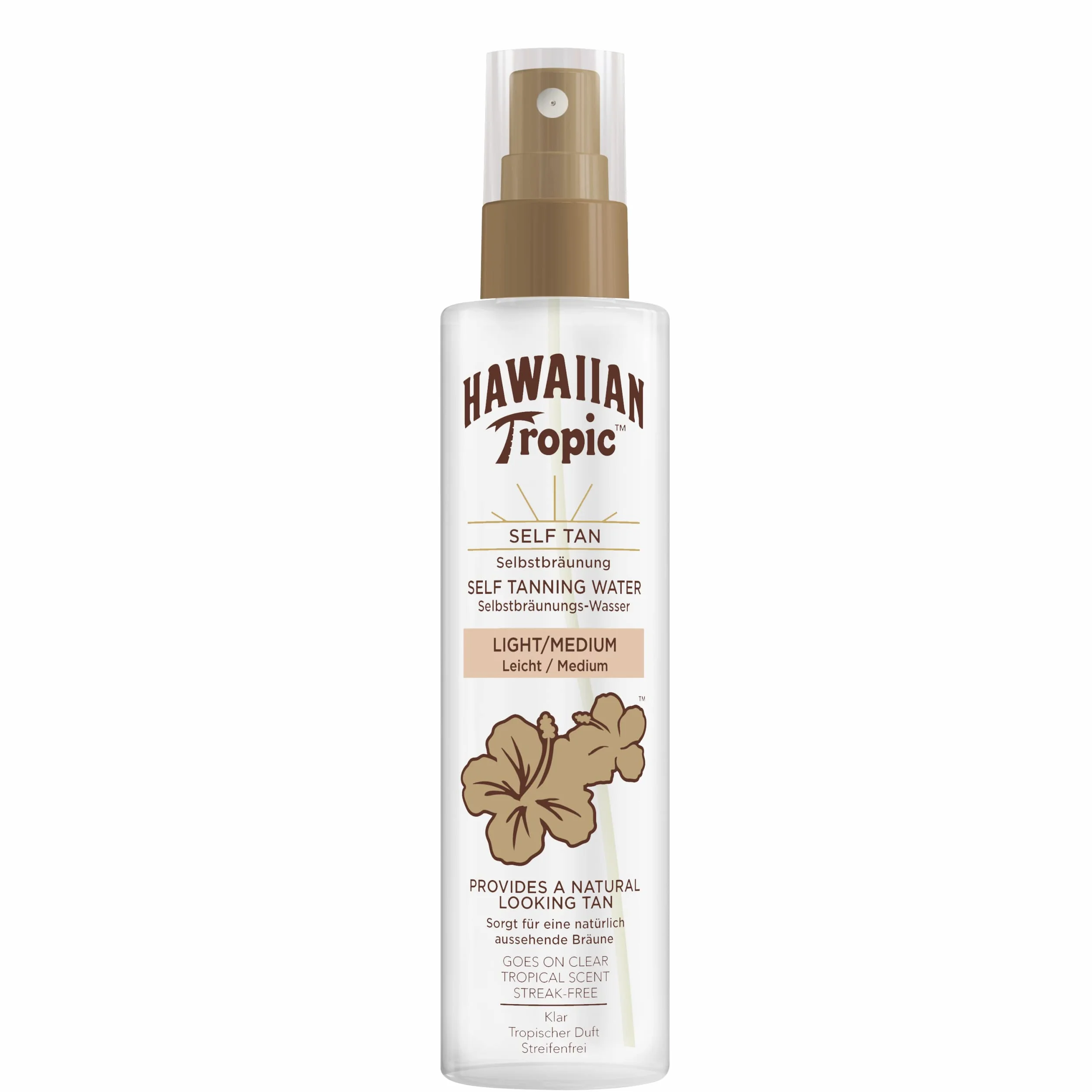HAWAIIAN Tropic Self Tanning Water Light/Medium - Acqua Autoabbronzante per Pelli Chiare/Medie - Adatto per viso e corpo
