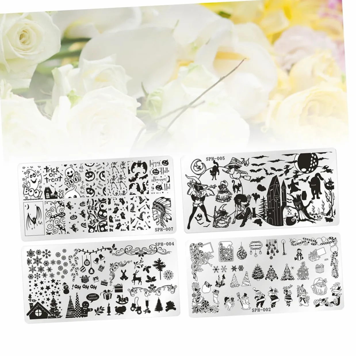 FRCOLOR 12 Pz Lamina Ungueale Natalizia Modello Di Stampaggio Di Immagini Per Unghie Modelli Di Stampaggio Piastre Per Unghie Per Nail Art Stampino Per Unghie Abito Giapponese Attrezzo