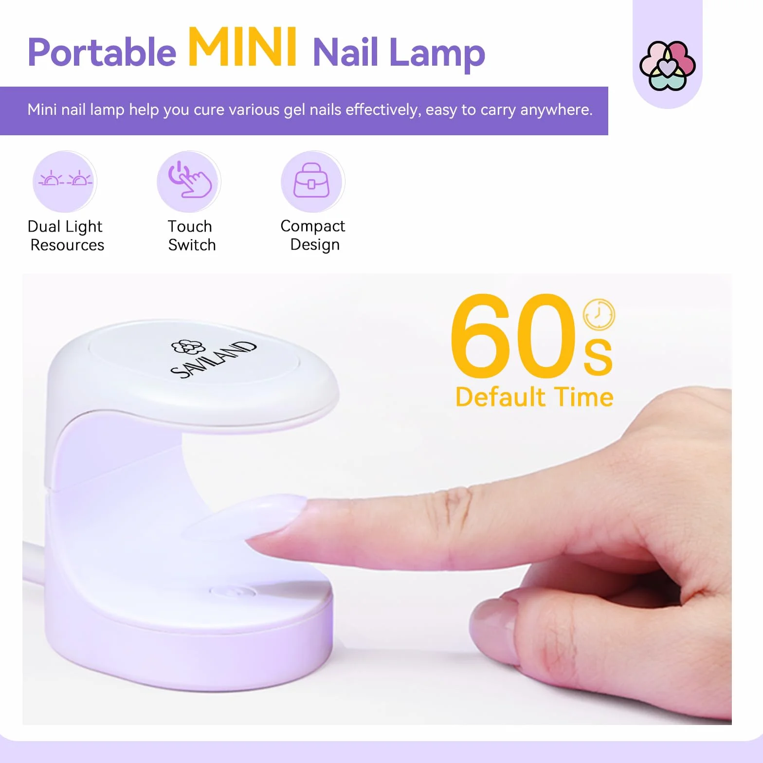 Saviland Mini Lampada UV LED Unghie, 16W Lampada per Unghie Gel Asciugatura Rapida, Luce UV Portatile, Estendere le Unghie Facile e Veloce, Lampada Unghie Piccola per Asciuga Unghie Salone di Casa