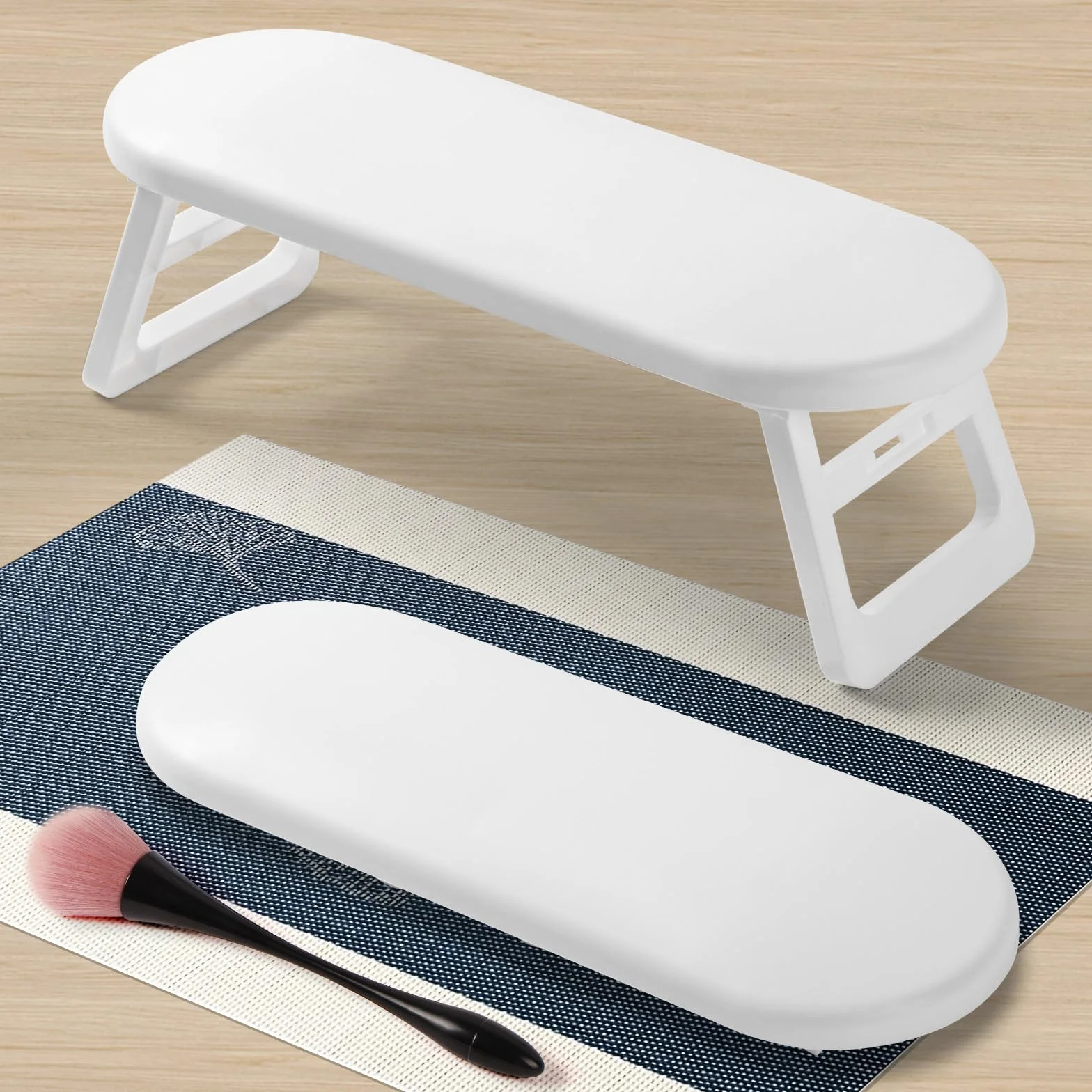 HOTUT Cuscino per Manicure, Cuscino per Unghie Poggiabraccia per Unghie Impermeabile Resistente, Poggiamano per Unghie Pieghevole in Pelle Cuscino per Piedi Antiscivolo per Salone di Nail Art