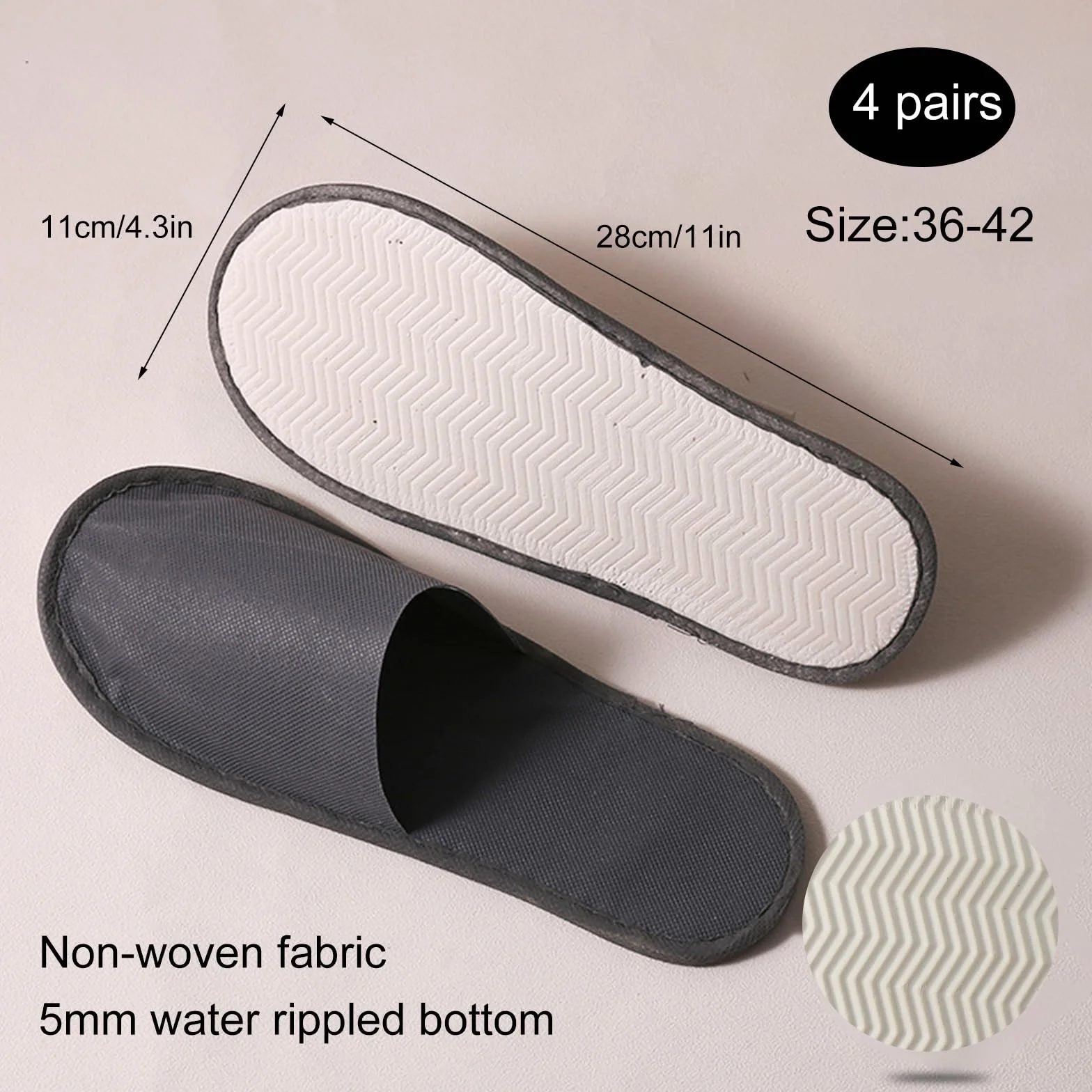 Ciabatte Ospiti,4 Paia Pantofole Ospiti,Ciabatte da Viaggio,Pantofole Chiuse,Pantofole Monouso per Hotel,Antiscivolo,Lavabili,Spugna Premium,Misura Universale,per Unisex,Viaggi,Casa,Spa,Hotel