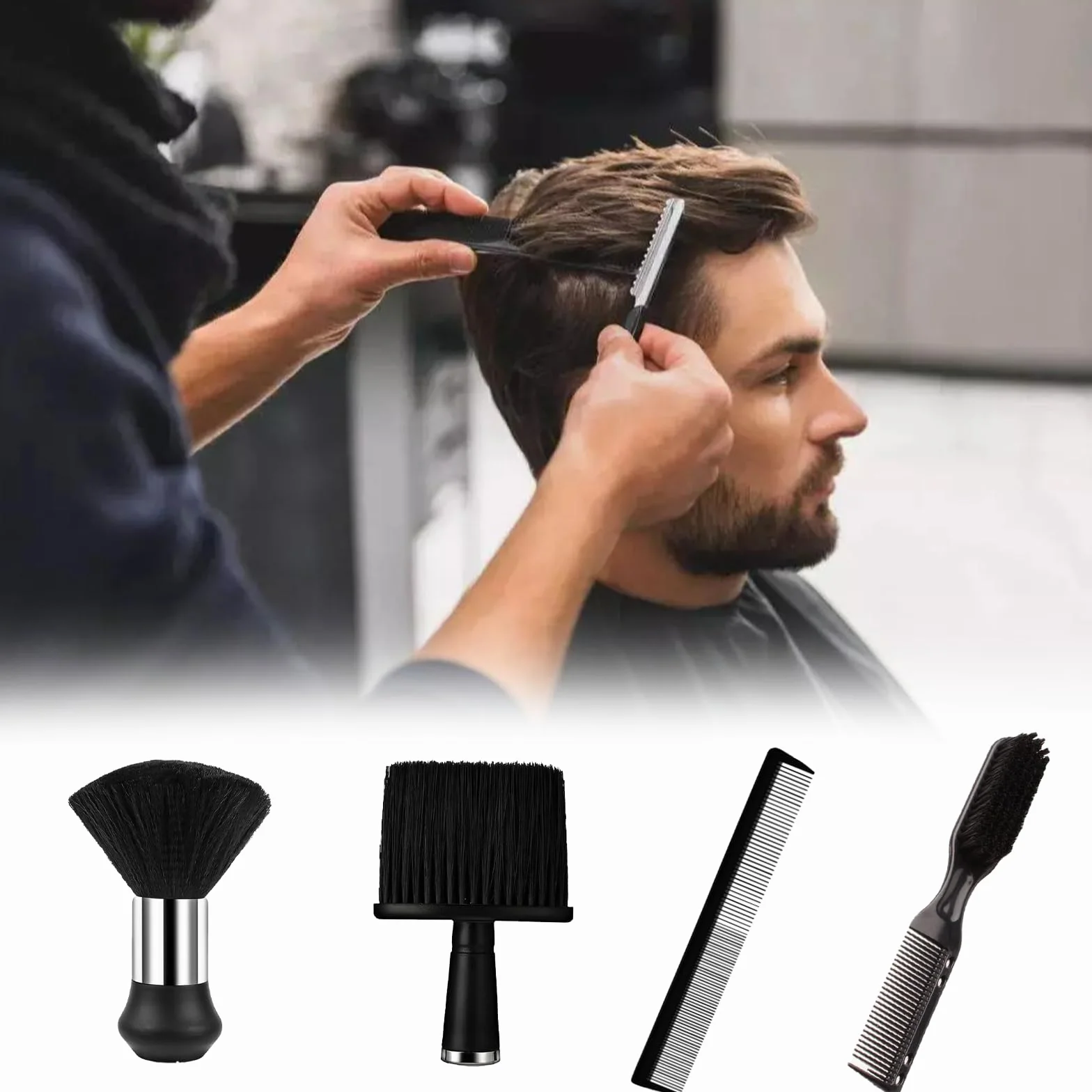 4 pennelli da parrucchiere, set di pennelli da parrucchiere, set di pennelli per il collo, accessori per parrucchiere, spazzola per capelli, parrucchiere, parrucchiere, pulizia dei capelli, rimozione
