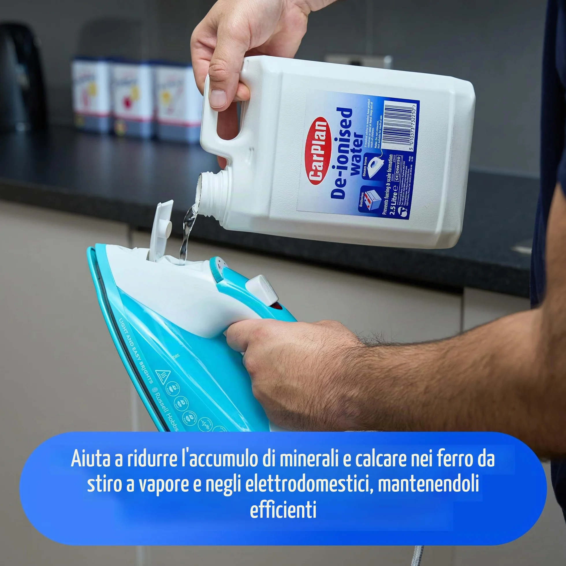 CarPlan Acqua Deionizzata 2.5 Litri Classe A+++ per Batterie e Ferri da Stiro a Vapore