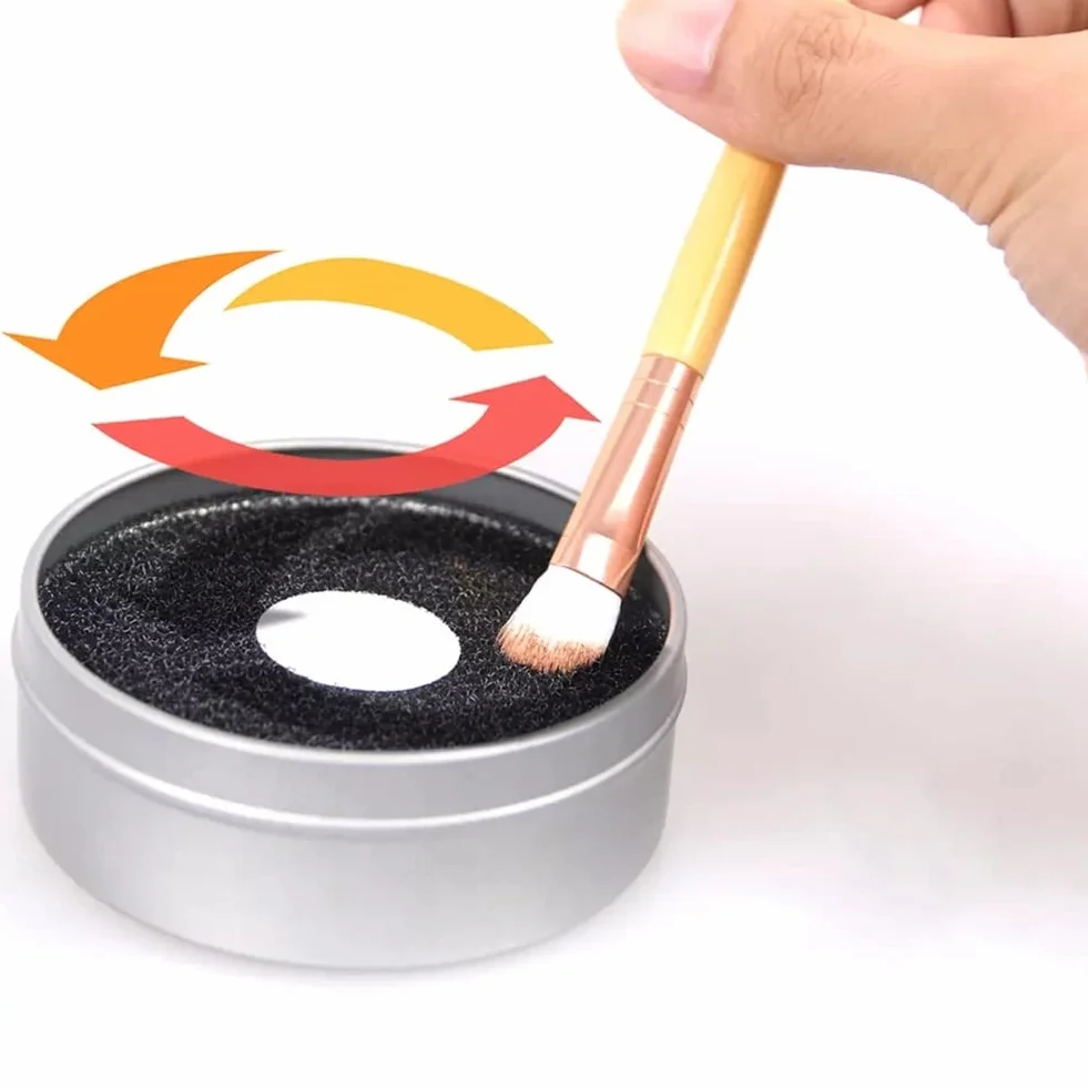 Scatola per la Pulizia di Pennelli per Spugne,Detergente per Pennelli per Trucco,Spugna Cosmetica di Pulizia Della Spazzola + Scatola Asciutta di Pulizia Della Spazzola di Separazione Umida,2 Pezzi