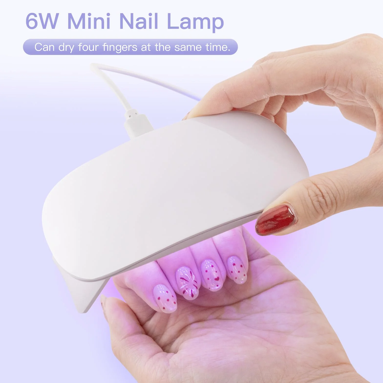 Madenia Mini lampada UV LED Unghie, 6W USB Portatile Lampada Unghie, Mini Lampada UV con 60s Timer, Fornetto Unghie Semipermanente per Smalto Gel, Shellact per Principianti (Bianco)