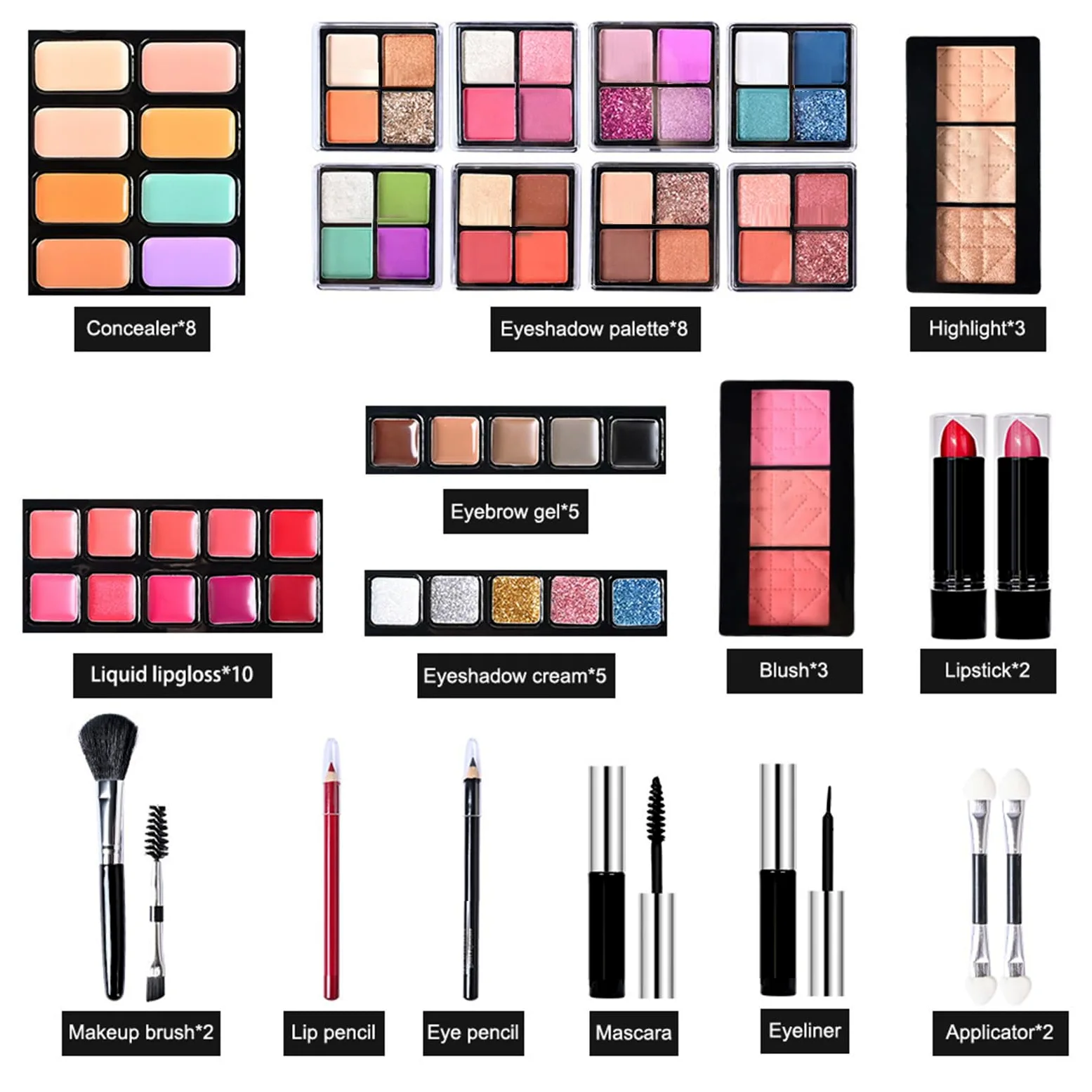 Kit trucco completo, set trucco per donna Kit completo | Set multiuso - cosmetici completi per donne e ragazze, kit palette di per principianti