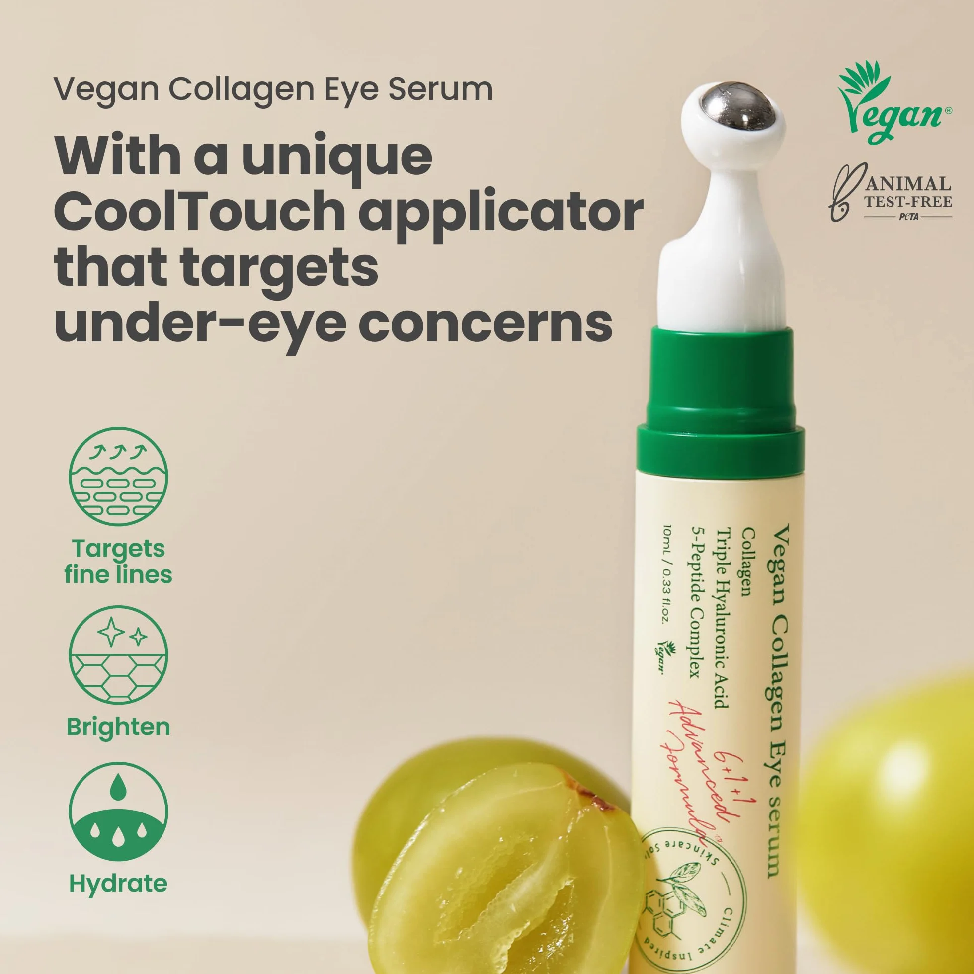 AXIS-Y Siero Occhi Vegano Al Collagene K Beauty Siero Al Collagene Con Triplo Acido Ialuronico E Peptidi Migliora L'Elasticità Della Pelle 0,33 Fl. Oz.