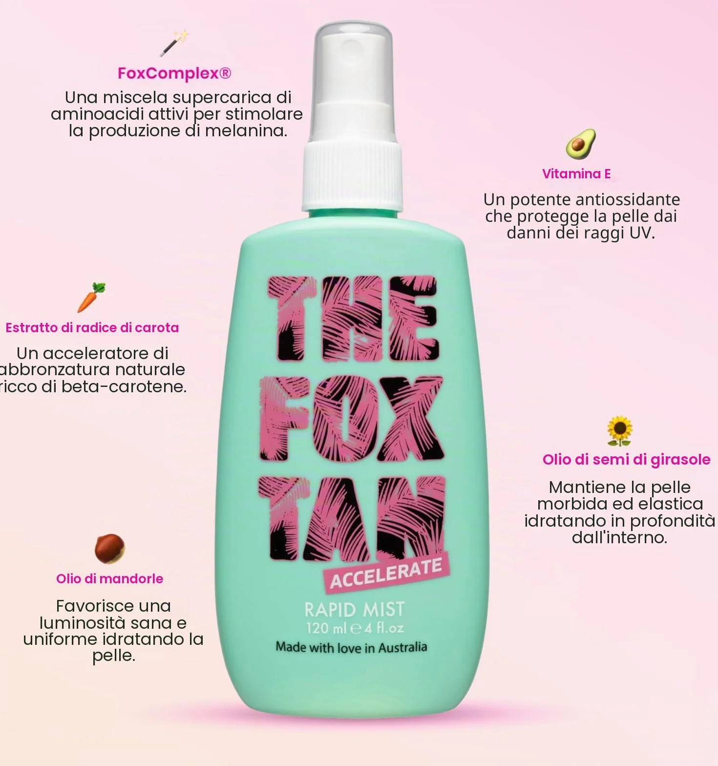 The Fox Tan Rapid Tanning Mist Spray Abbronzante Corpo e Viso Attivatore di Abbronzatura 120 ml