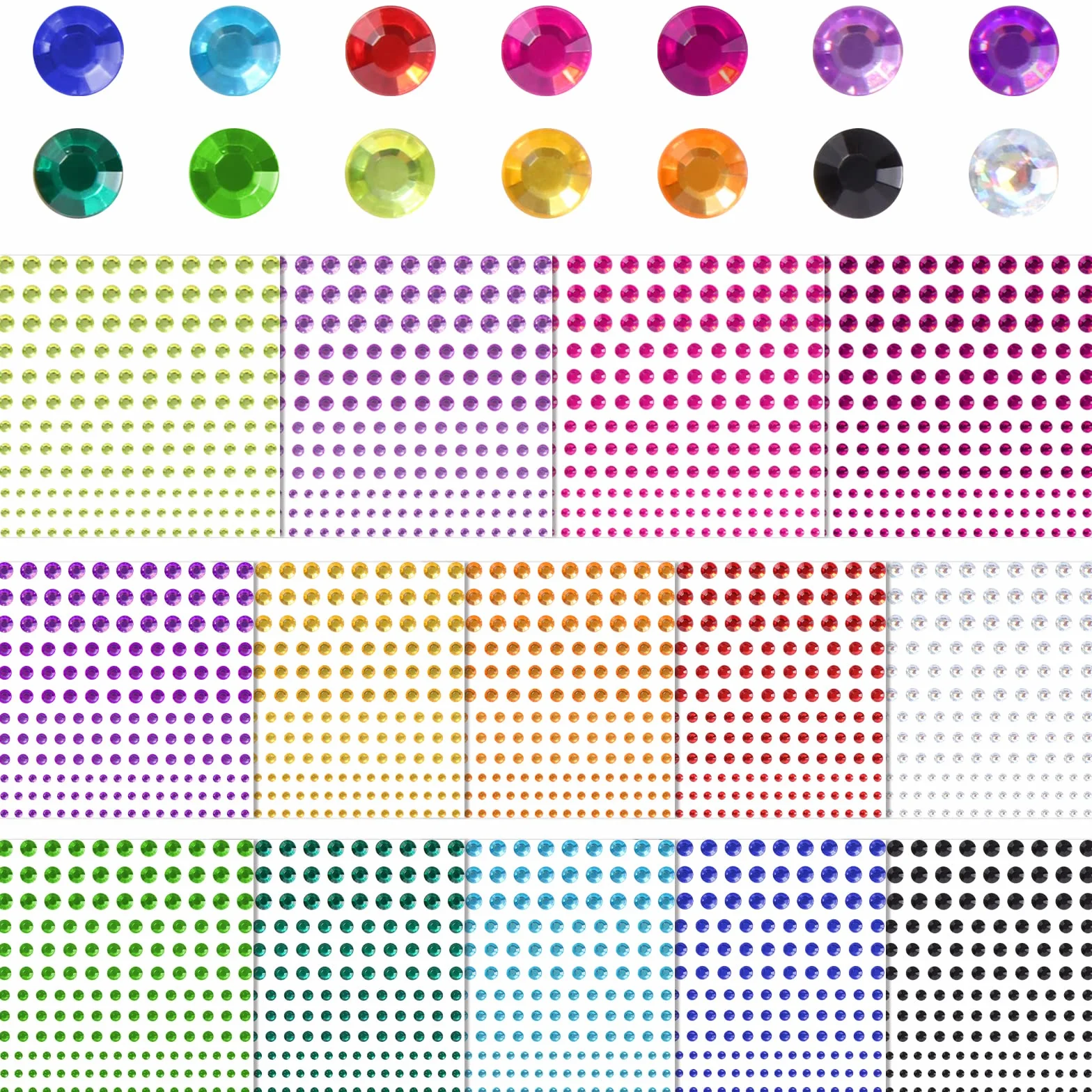 Diboniur 14 Fogli Brillantini Adesivi Gemme Viso, 2310 Pezzi Glitter Strass Autoadesivi Occhi Corpo