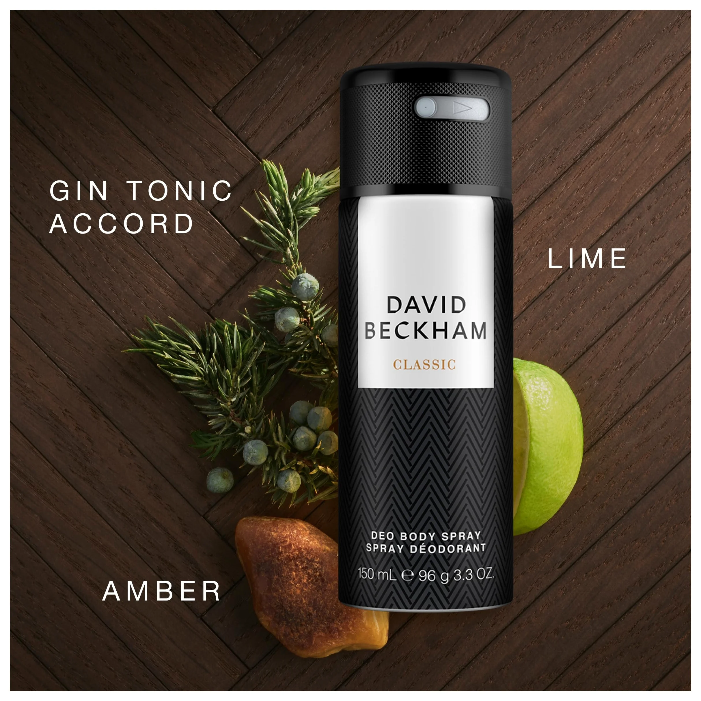 David Beckham Classic Gents Deodorante Spray Corpo Anti-Traspirante per Uomo, Confezione da 3 150 ml