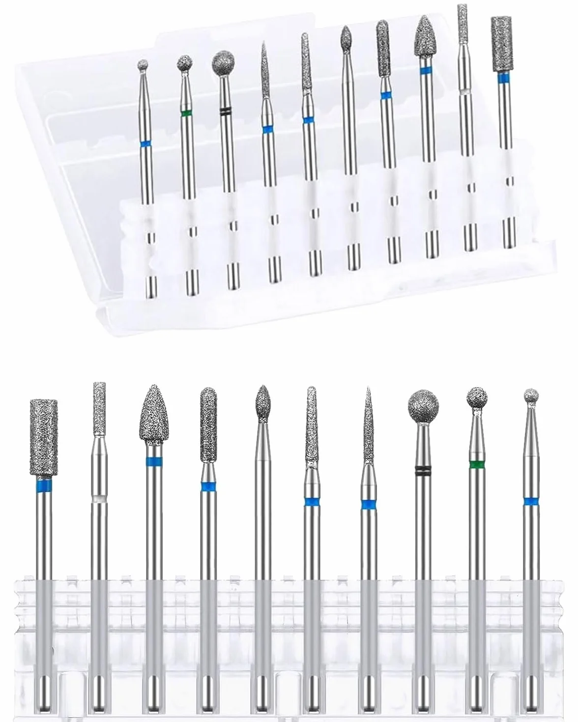 Punte Fresa Unghie,10 Pezzi Punta da Trapano per Fresa Manicure Elettrica Professionale Accessori per Lucidatura,Rimozione Gel,Pelle Morta,Strumenti per Manicure,manicure e pedicure