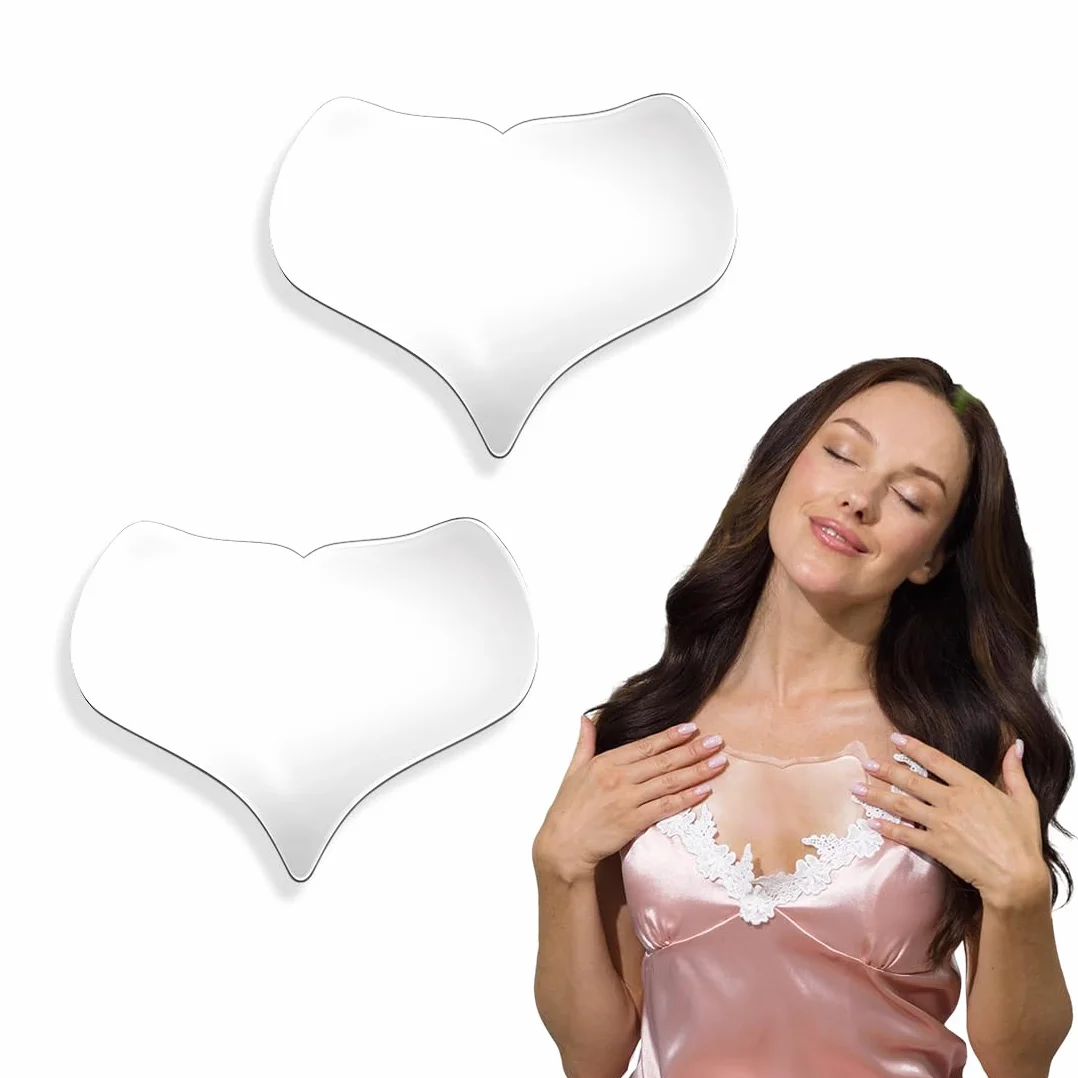 2 Pezzi Cuscinetti per Petto in Silicone, Tamponi Antirughe del Torace, Cerotto Silicone, Copricapezzoli Silicone, Cerotti Antirughe in Silicone Riutilizzabili, per Donne Ragazze