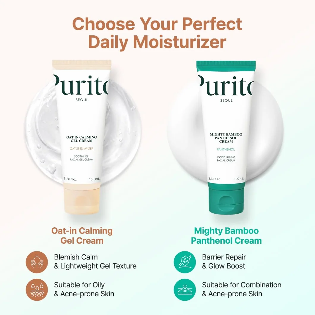 PURITO Oat In Calming Gel Cream | Soothing solution for Sensitive Skin | Lightweight, Non-Comedogenic, Fragrance-Free, Vegan & Cruelty-free | Korean Skincare, 100mL 3.38 fl.oz