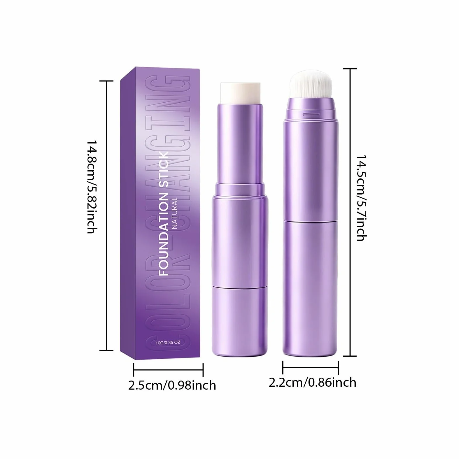 Stick Korean Self-Adapting Foundation - Fondazione 2-in-1 con pennello, lunga lasting, copertura completa e effetto naturale per tutti i tipi di pelle (naturale)