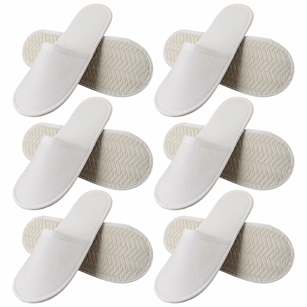 Pantofole Antiscivolo Riutilizzabili Lavabili, Ciabatte Ospiti Monouso, Spugna Premium, Taglia Unica