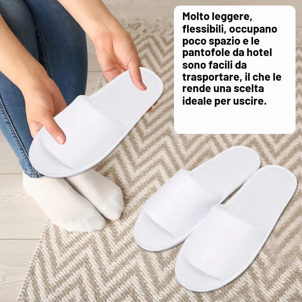 KARELLS Pantofole Antiscivolo Premium 5 Paia Usa e Getta in Spugna Ciabatte Ospiti in Lino di Cotone
