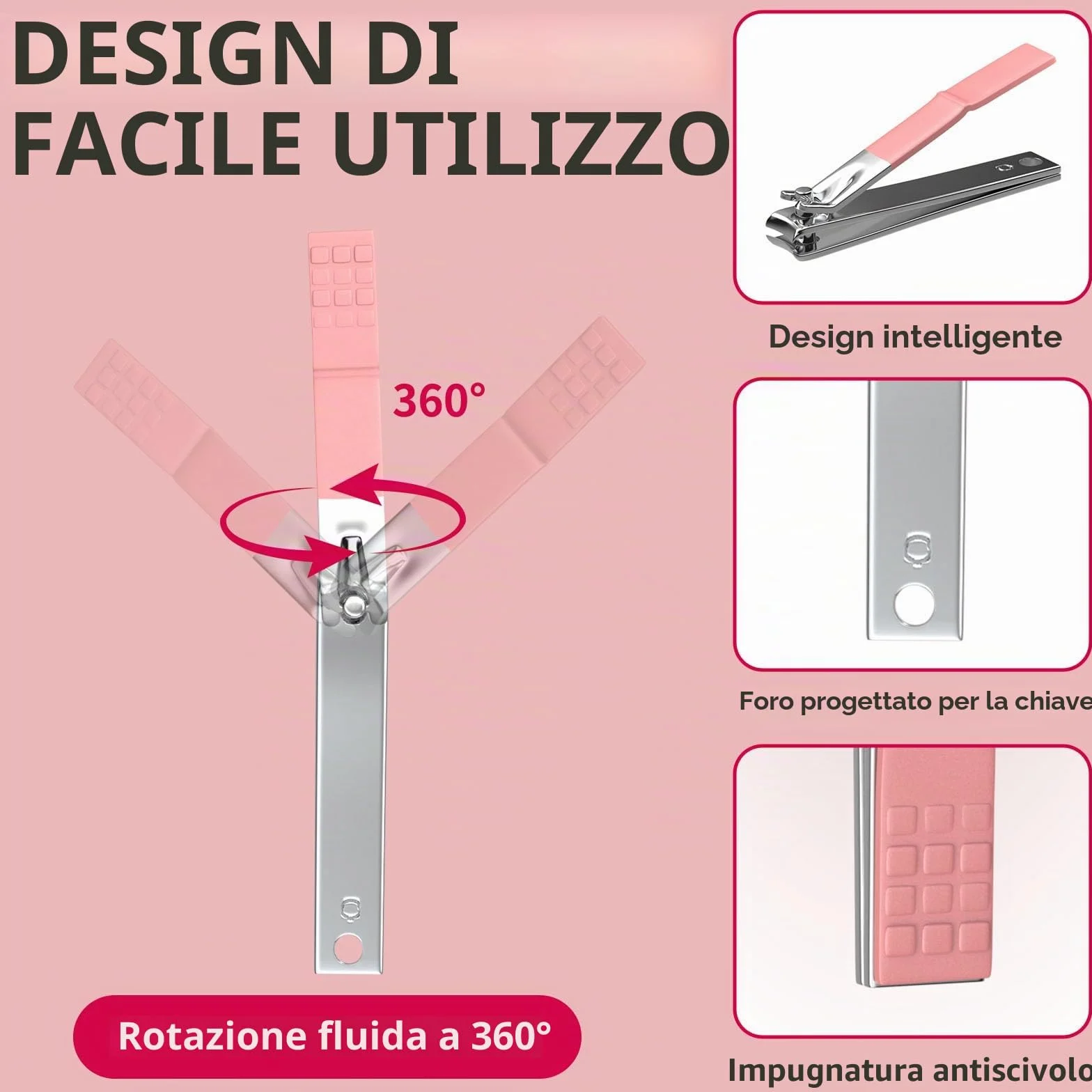 ZIZZON zestaw do manicure 18 w 1 profesjonalny do pedicure z etui podróżnym różowy