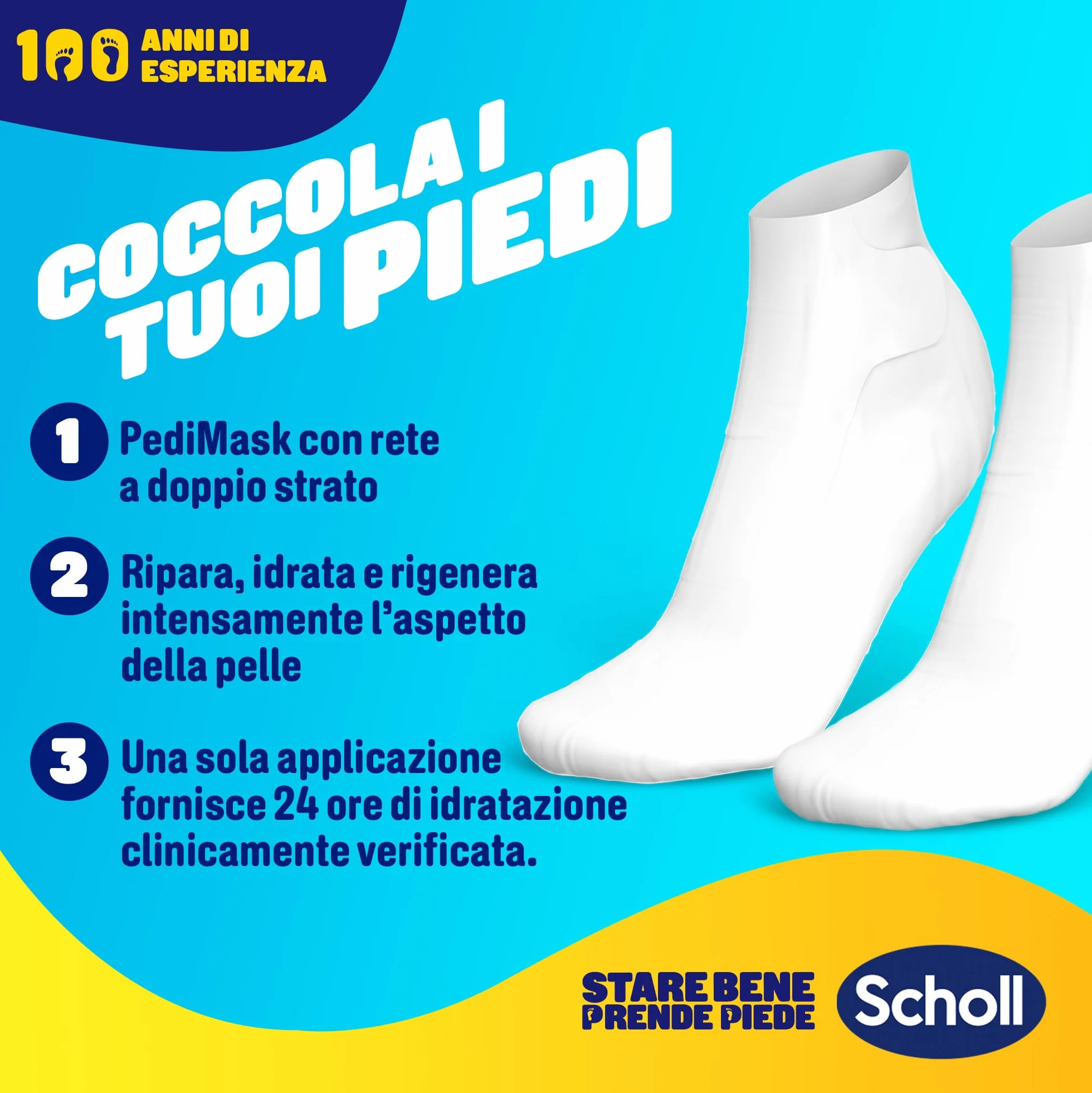 Dr. Scholl's Maschera Piedi con Miele di Manuka, Calzini Idratanti per Talloni Screpolati, 4 Paia