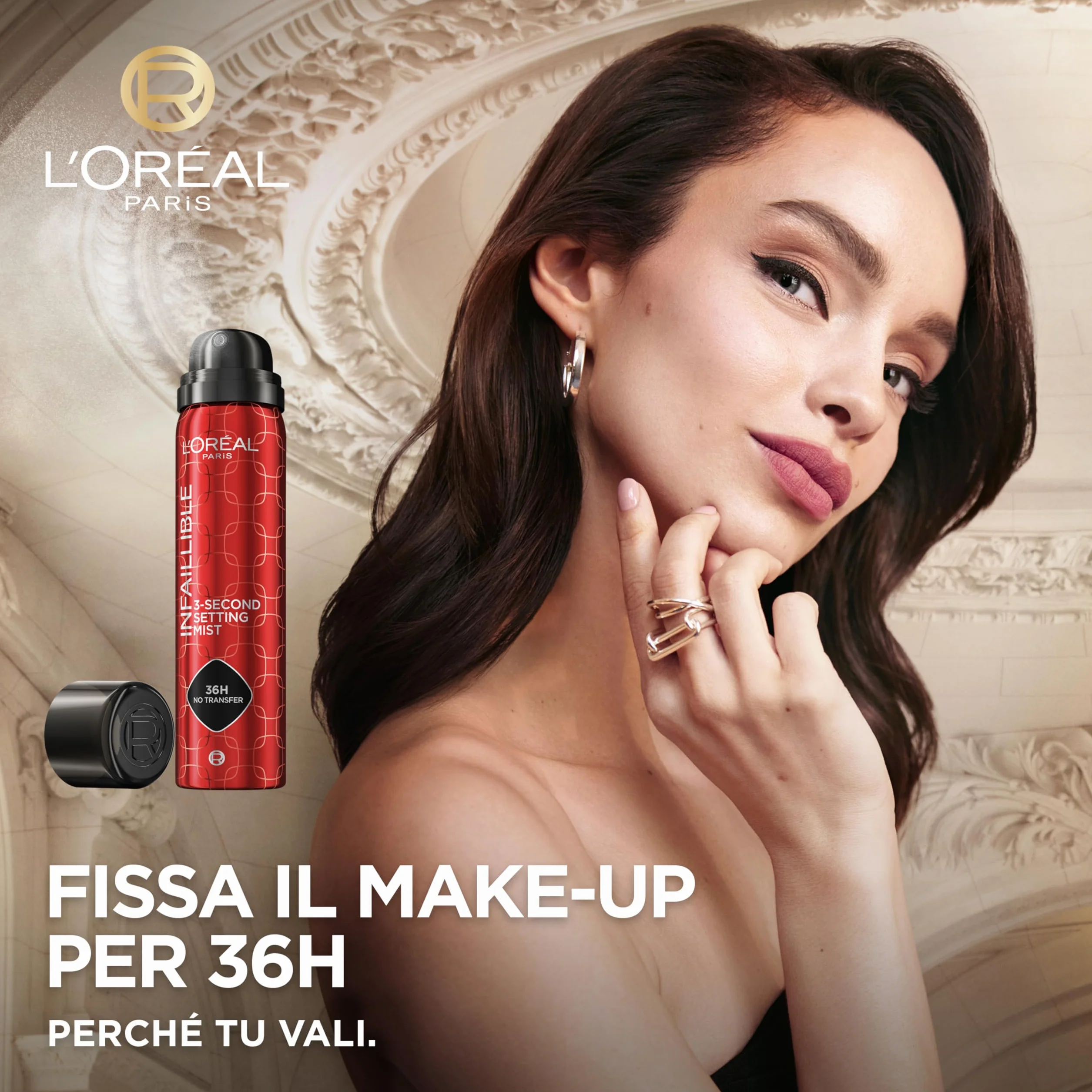 L'Oréal Paris Infaillible 3-Second Face Setting Mist 75 ml Spray Fissante No Transfer Ad Asciugatura Rapida