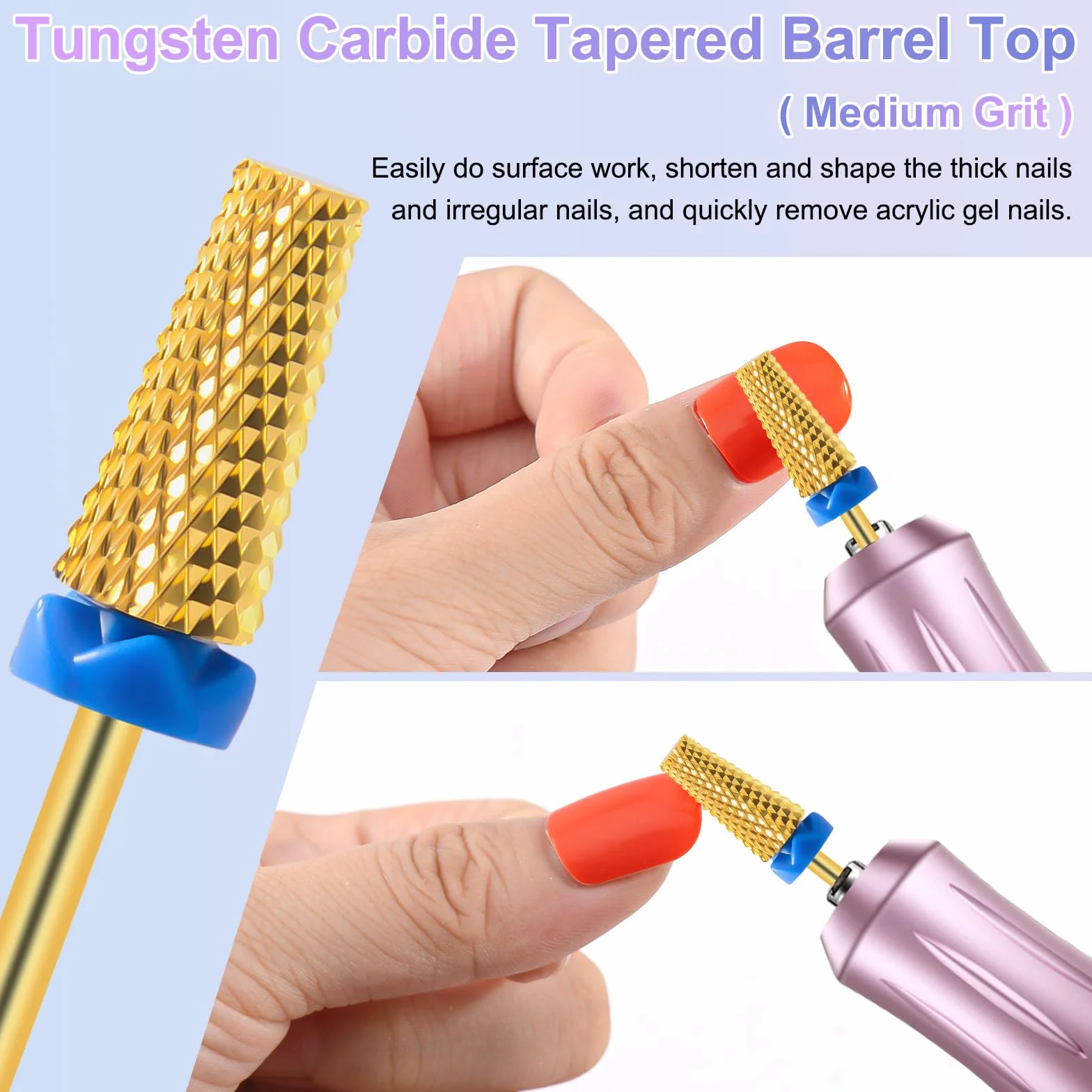 CGBE 2 Pezzi Punte Fresa Unghie Carburo di Tungsteno Grana Media Rimozione Gel Acrilico Cuticola