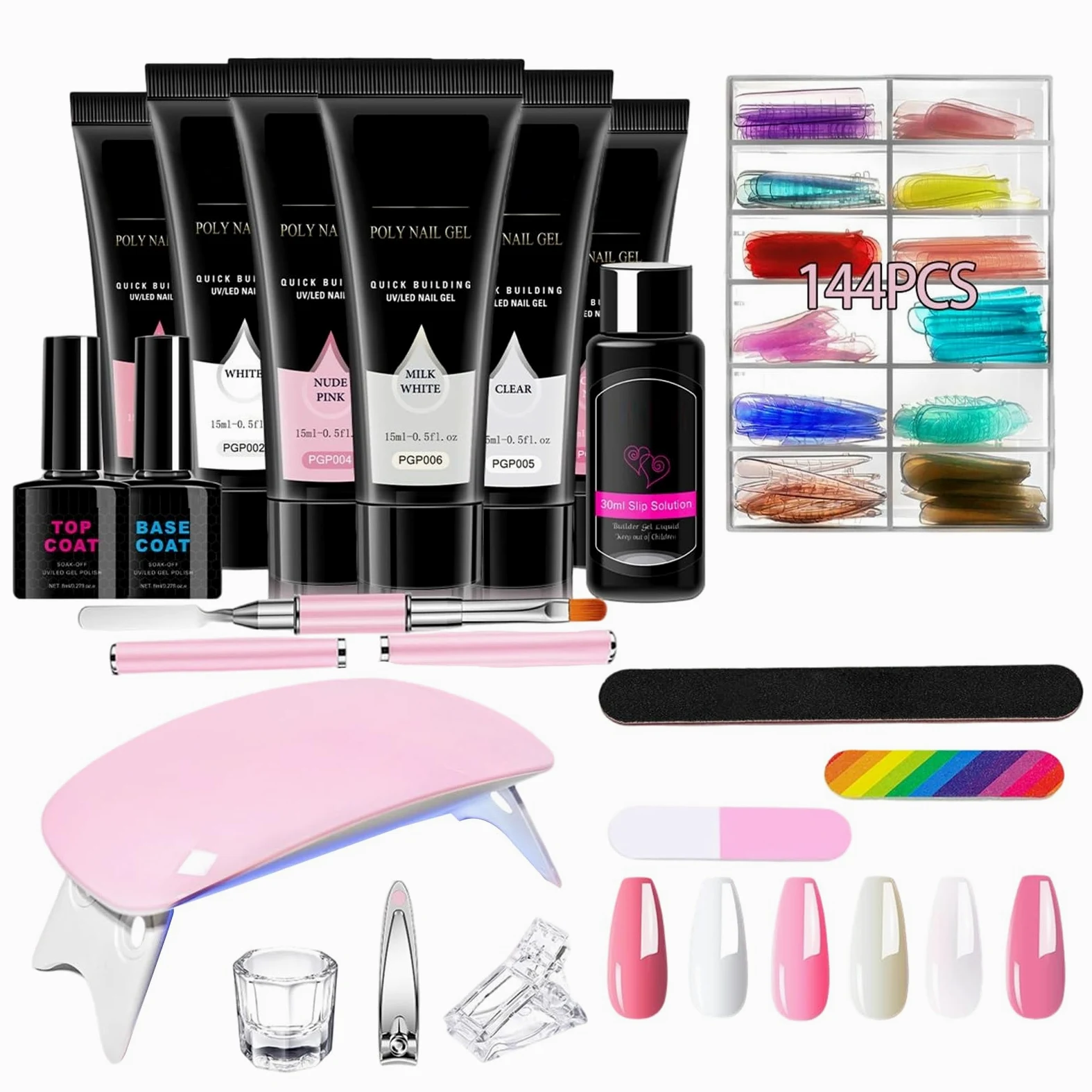 Kit Per Ricostruzione Unghie Strumento Manicure Texture Liscia Con Lampada | Gel di Finitura Professionale per Unghie Ideale per Viaggi Casa Ufficio Scuola Fidanzata Moglie