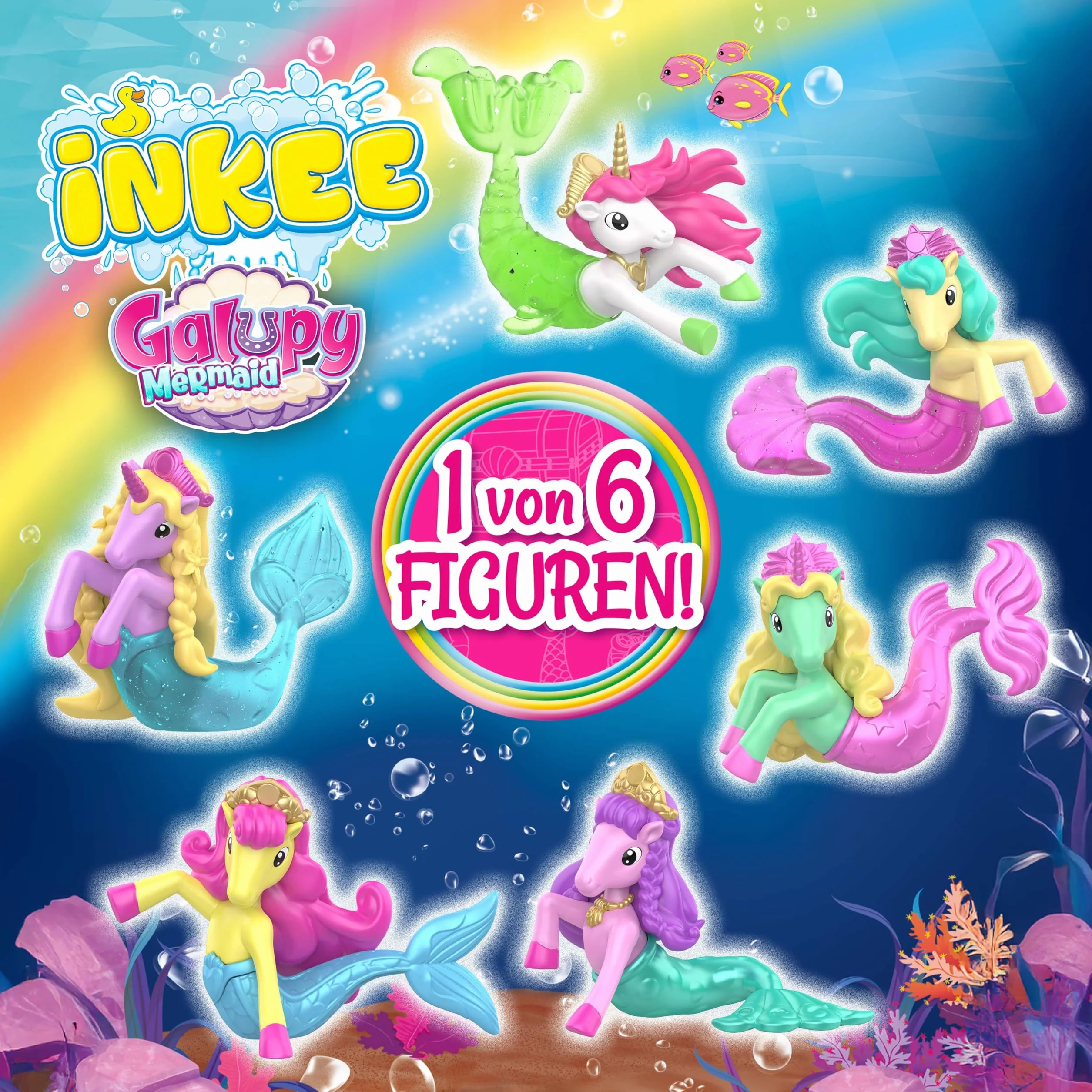 INKEE GALUPY MERMAID – Bomba da Bagno Bambini a Forma di Conchiglia con Sorpresa Sirena – Bath Bomb Effervescente per Vasca con Schiuma e Profumo Dolce