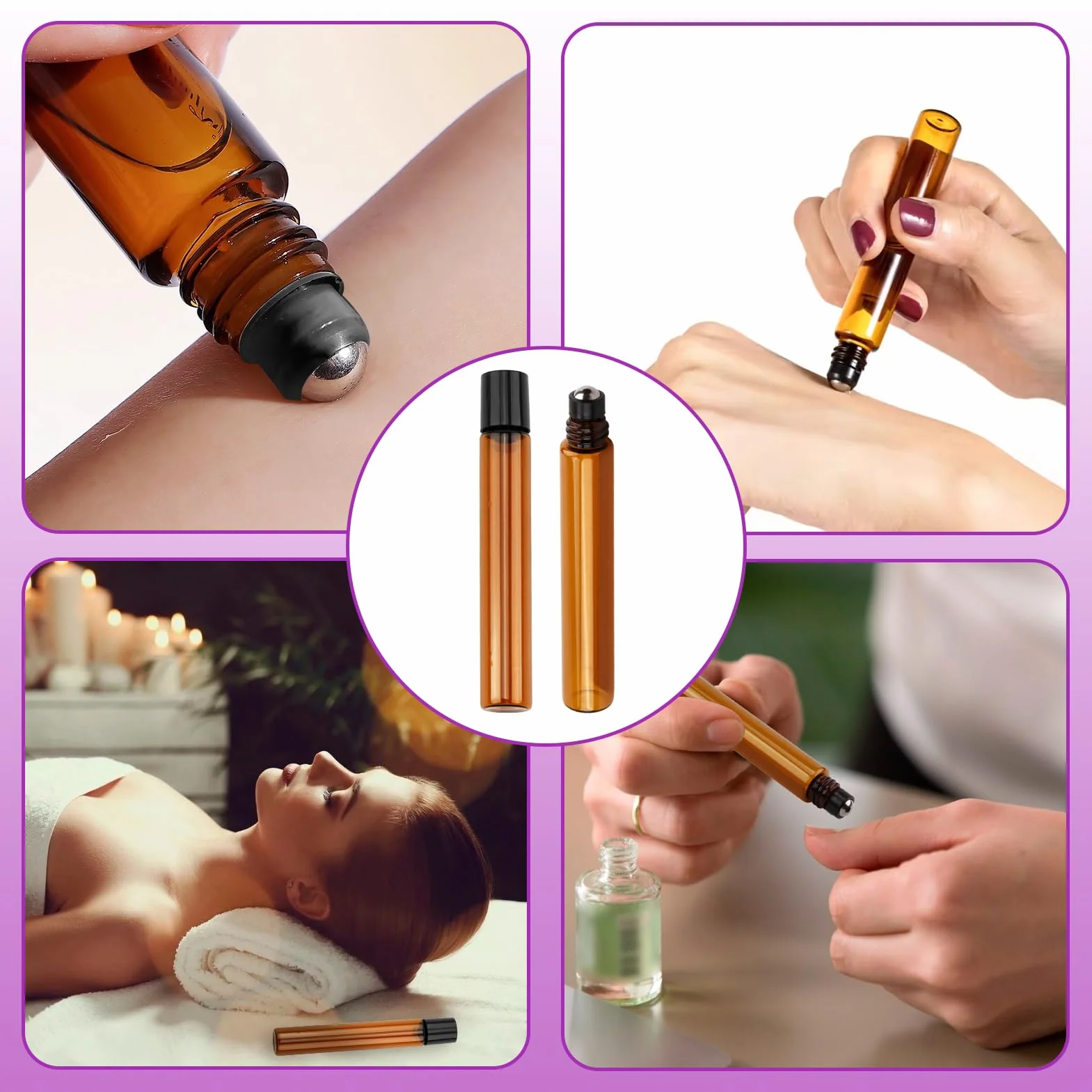 16 Pezzi Roll-On in Vetro Marrone da 10ml per Oli Essenziali, Marrone Roll On Bottiglia Boccette Vuote Contenitore Flaconcini Vuoti con Sfera in Acciaio Inossidabile, per Aromaterapia, Profumi