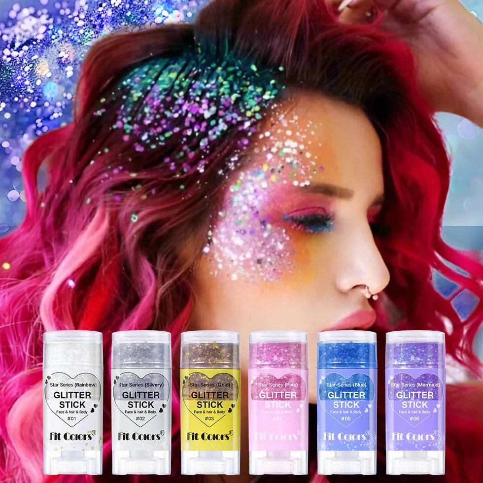 Gel glitter per viso e corpo, trucco viso di carnevale, glitter per capelli, gel con paillettes, accessorio cantante per concerti festival (#04 rosa)