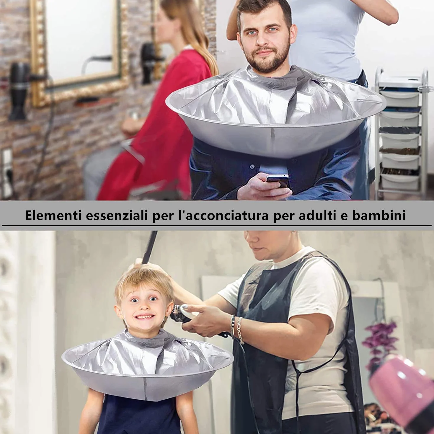 Voarge Mantellina Parrucchiere Tintura Taglio Capelli Traspirante Grigio Argento