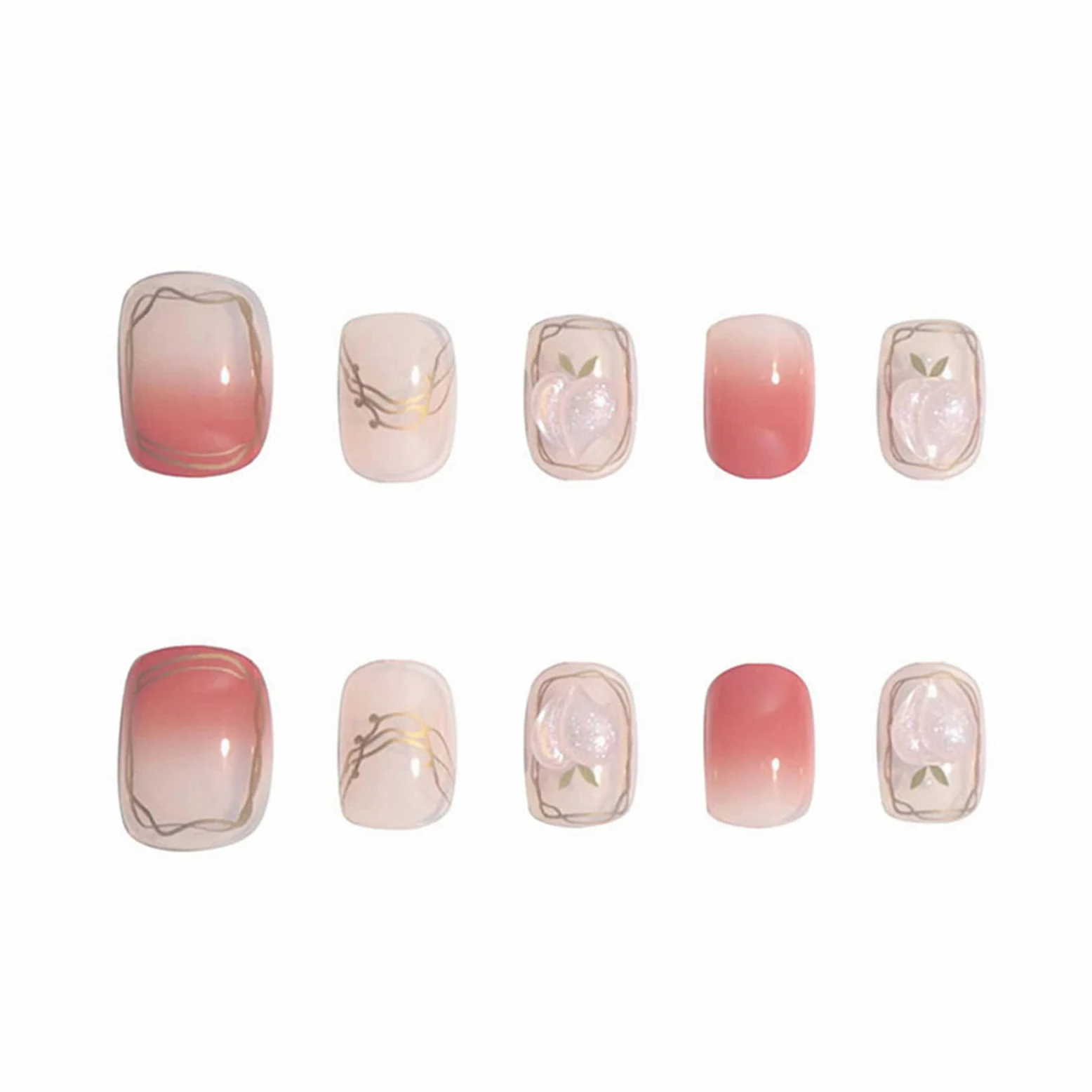 Unghie Finte Quadrate Corte Copertura Completa con Colla Gradiente Francese Staccabile Pressa sulle Unghie 24 Pezzi Suggerimenti per Nail Art per Unghie per Saloni di Bellezza e Donne Nail Art Fai-d