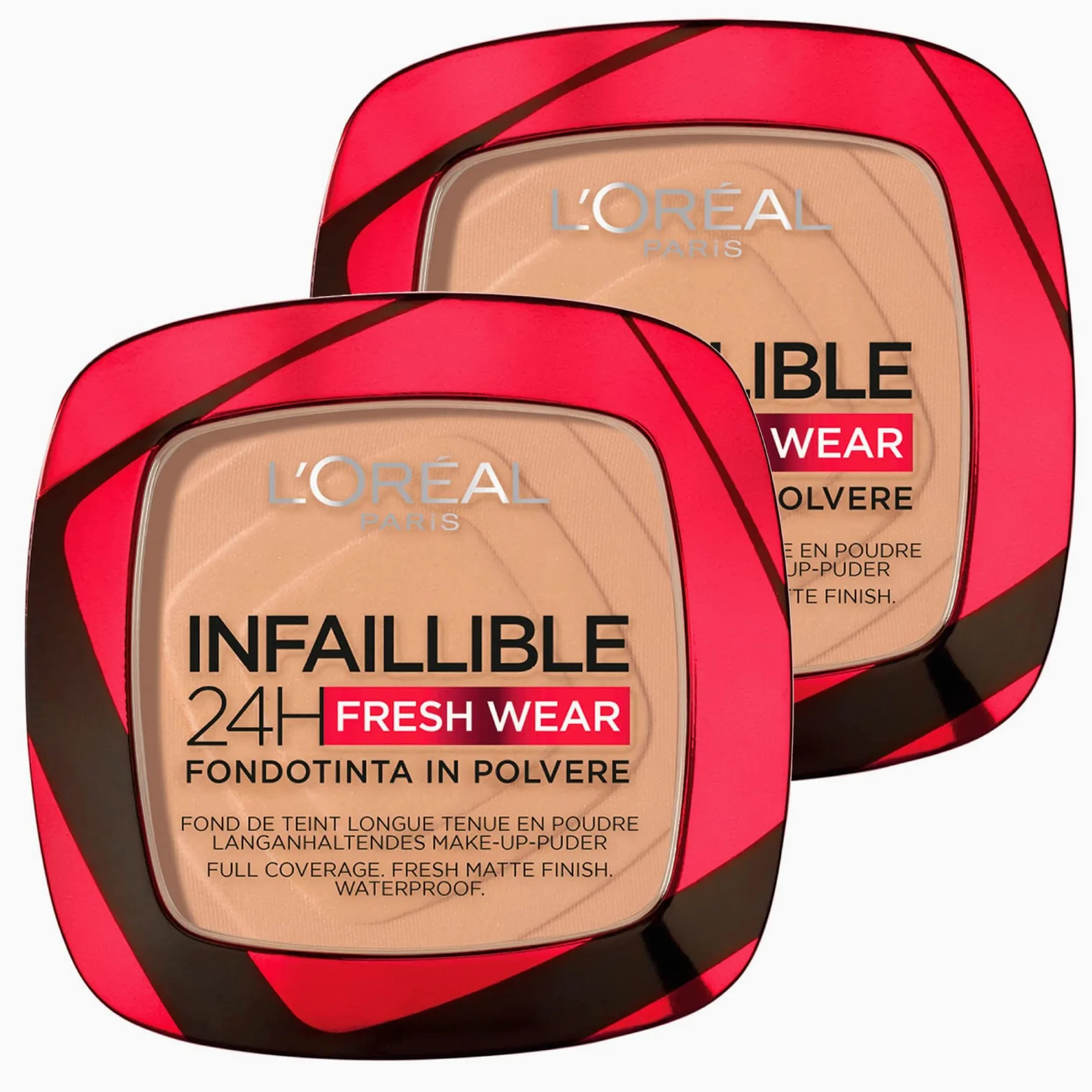 L'Oréal Paris Infaillible 24H Fondotinta in Polvere Fresh Wear Waterproof Ultra Coprente a Lunga Durata Opacizzante e Traspirante Colore 140 Golden Beige - 2 Cosmetici