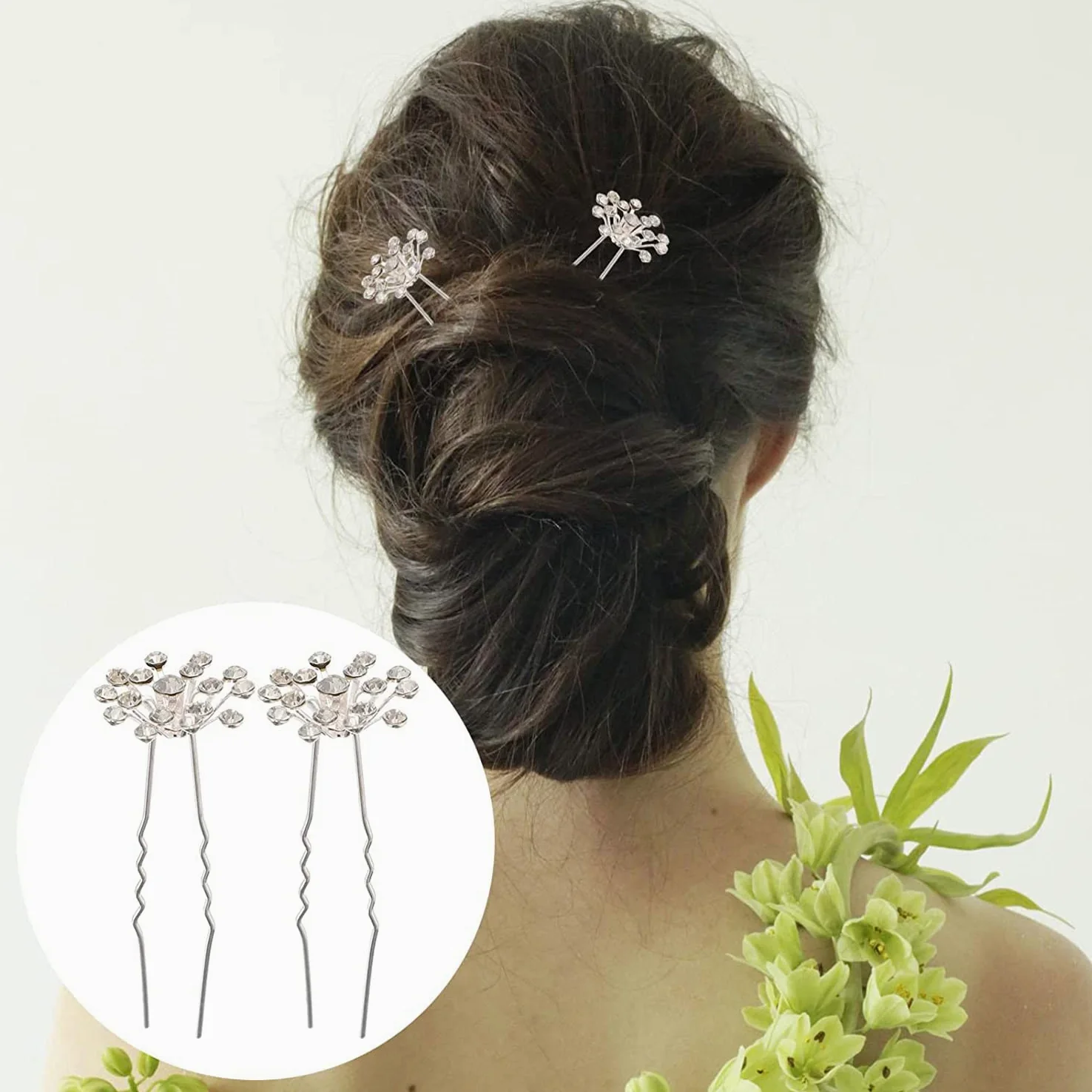 Forcine for capelli ， Fermagli for capelli for donna ， 40 pezzi Copricapo Spose Elegante Forcella Capelli Spilla da sposa Accessorio Ragazze Perle Chic Updo Chignon Gypsophila Damigelle d'onore Fiore