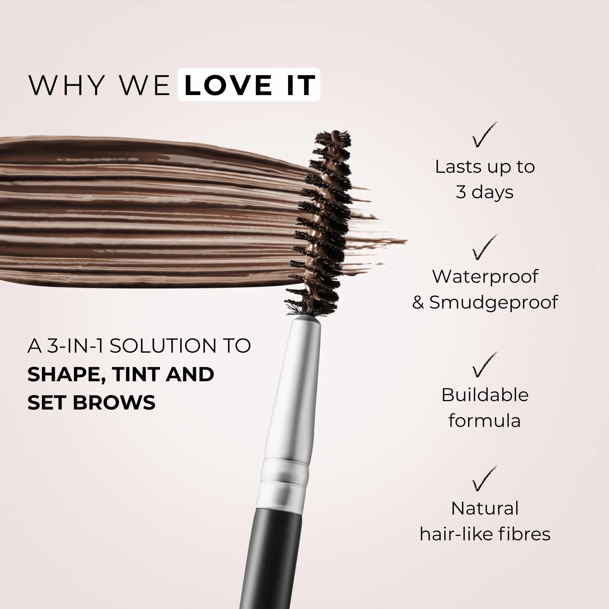 WUNDERBROW Gel Sopracciglia Waterproof - Lunga Durata Fino a 3 Giorni, Senza Trasferimento, Vegano