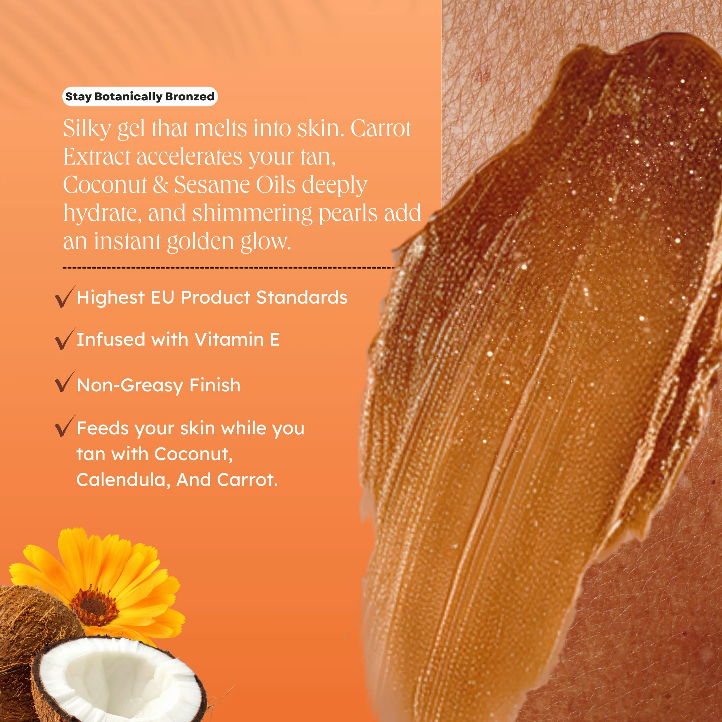 Carroten Gold Tanning Gel 150 ml Acceleratore di abbronzatura con perle scintillanti