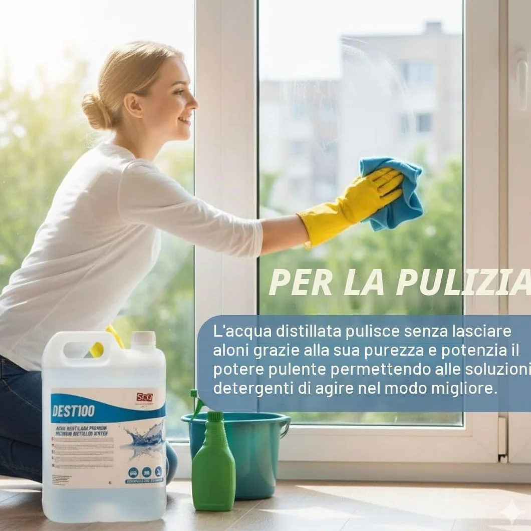 Acqua distillata pura 5L per batterie ferri da stiro umidificatori pulizia motori CPap laboratori demineralizzata deionizzata