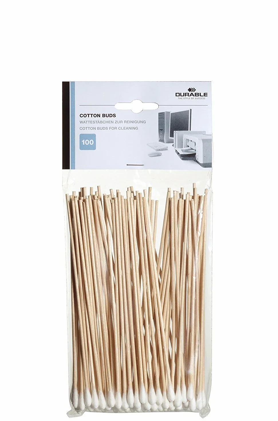 Durable 578902 - Cotton Buds, 100 Bastoncini Cotonati Extra Lunghi, per la Pulizia di Zone Difficili da Raggiungere