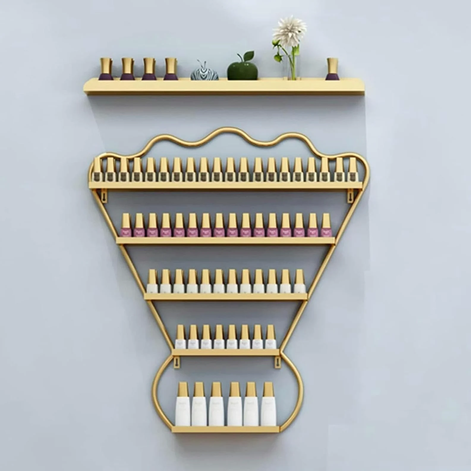 Porta Smalto da Parete: Porta Smalto da Parete - Organizer in Metallo per Smalto, Rossetto e Oli Essenziali - Mensola portaoggetti per Cosmetici, Design salvaspazio