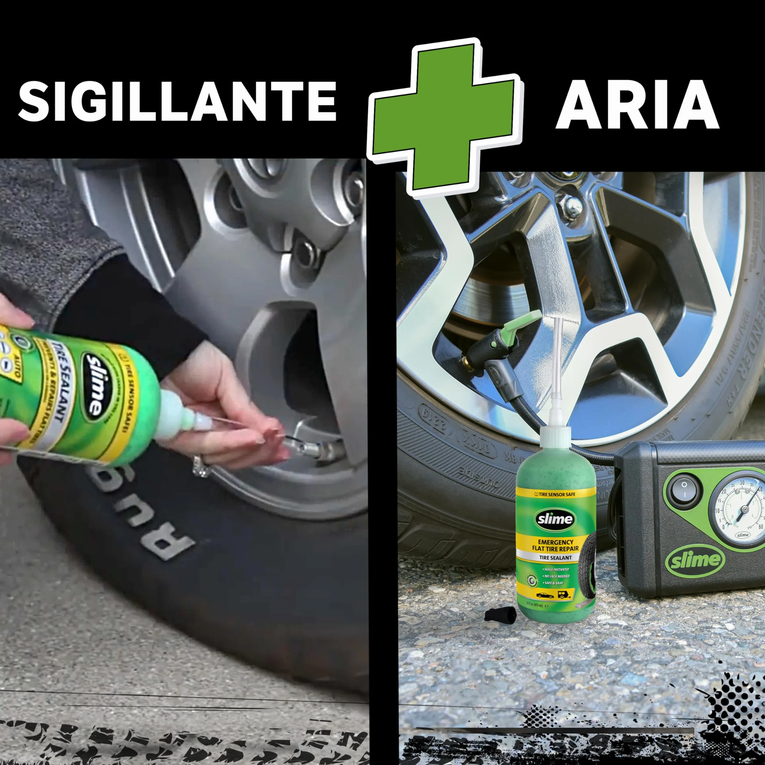 Slime CRK0305-In Flat Tyre Puncture Repair Kit with Sealant and Inflator Pump for Car Tyres