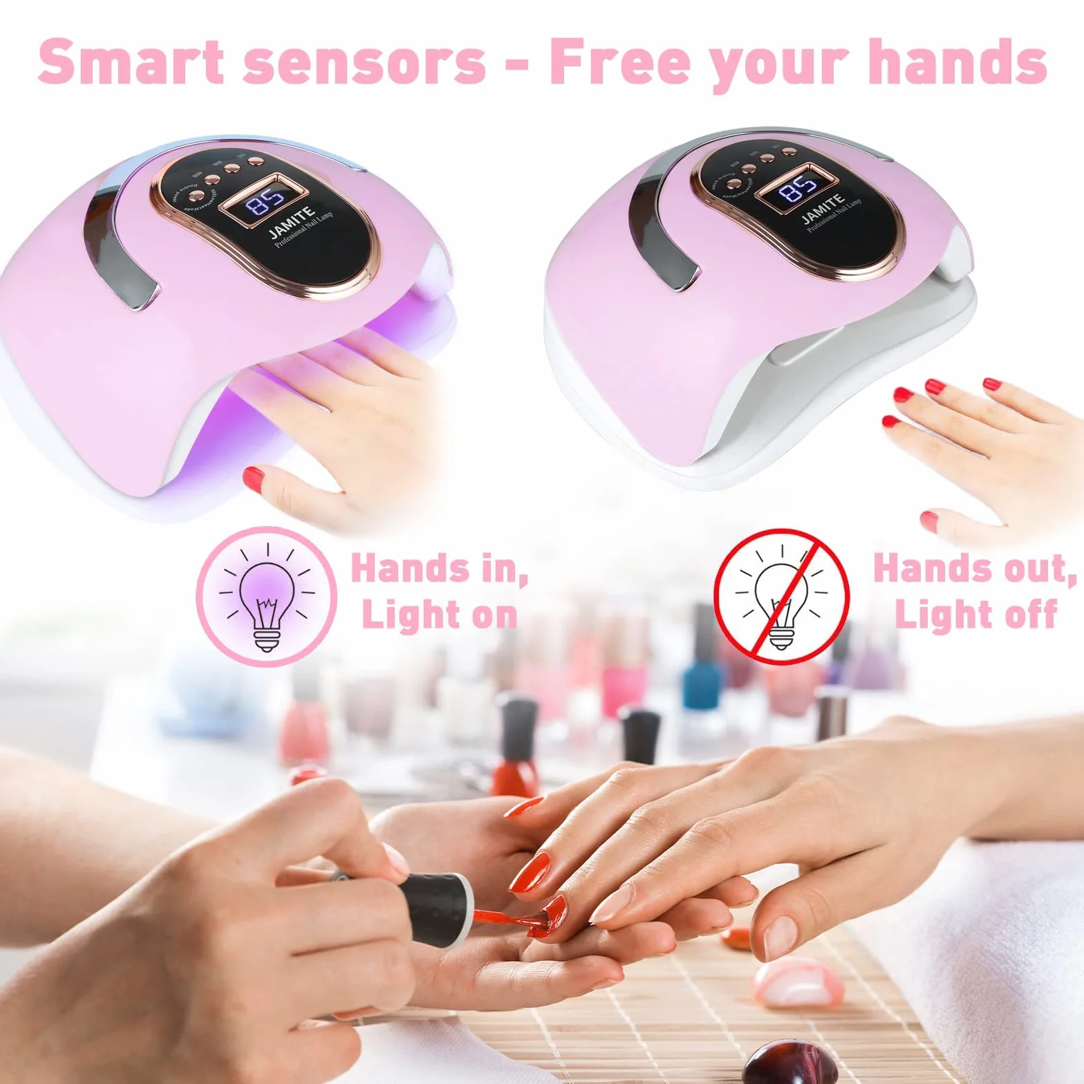 YUEHAO, Lampada per Unghie da168 W, Lampada per Unghie LED UV con Sensore a Infrarossi e Display LCD, Asciugatrice gel Lucidante Professionale con 4 Timer di 10s, 30s, 60s, 99s