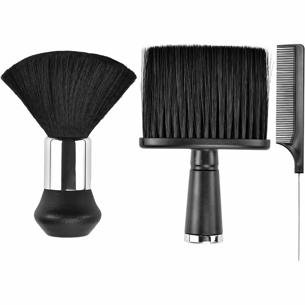 CAREDGO Pennello Parrucchiere Pennello da Barbiere Taglio di Capelli a Spazzola con Pennello Collo per Parrucchieri 1 Pettine Pennellessa Parrucchieri per Strumenti di Pulizia per Barbieri, 14cm